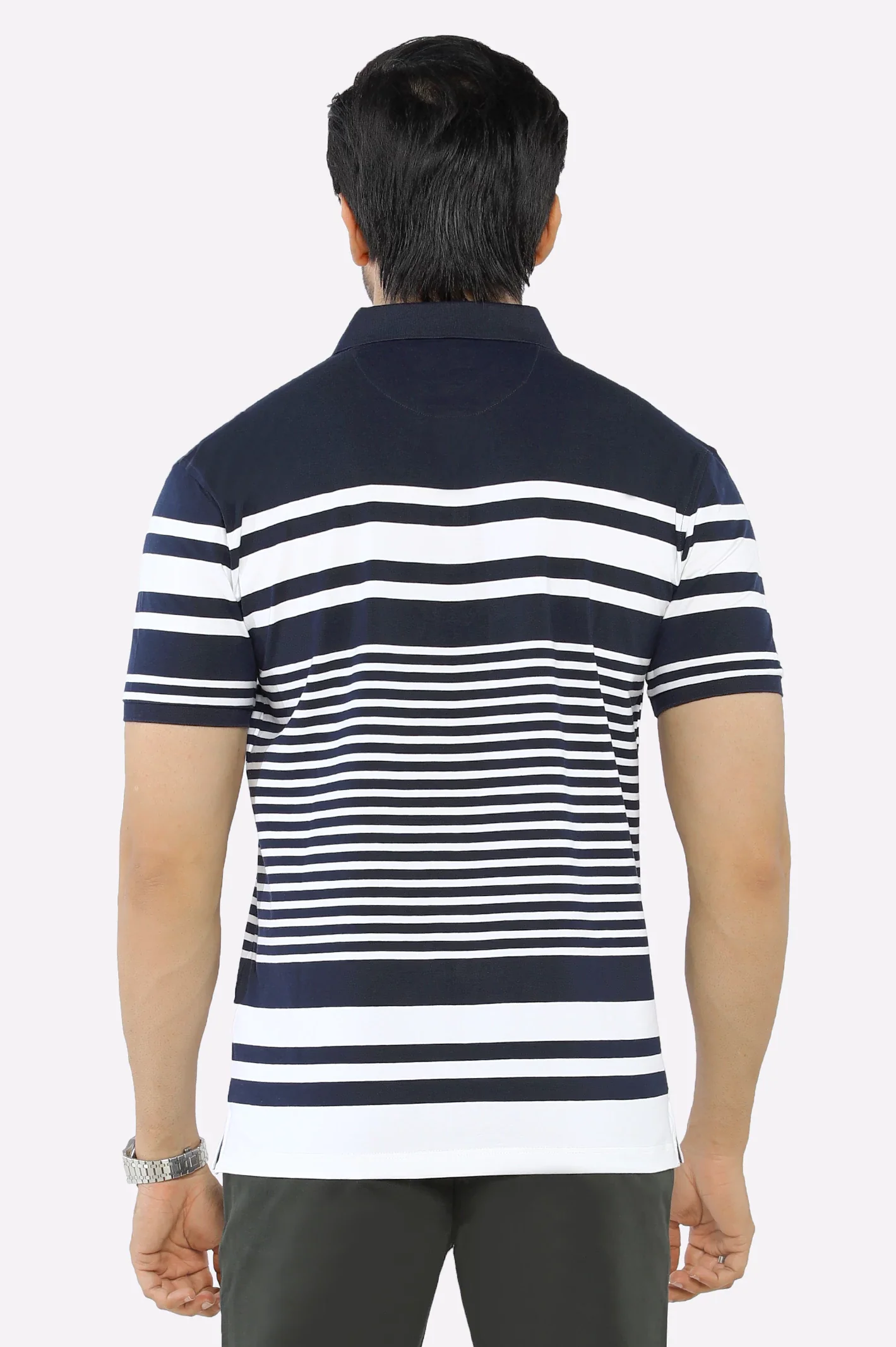 Navy Blue Yarn Dyed Polo - Image 2