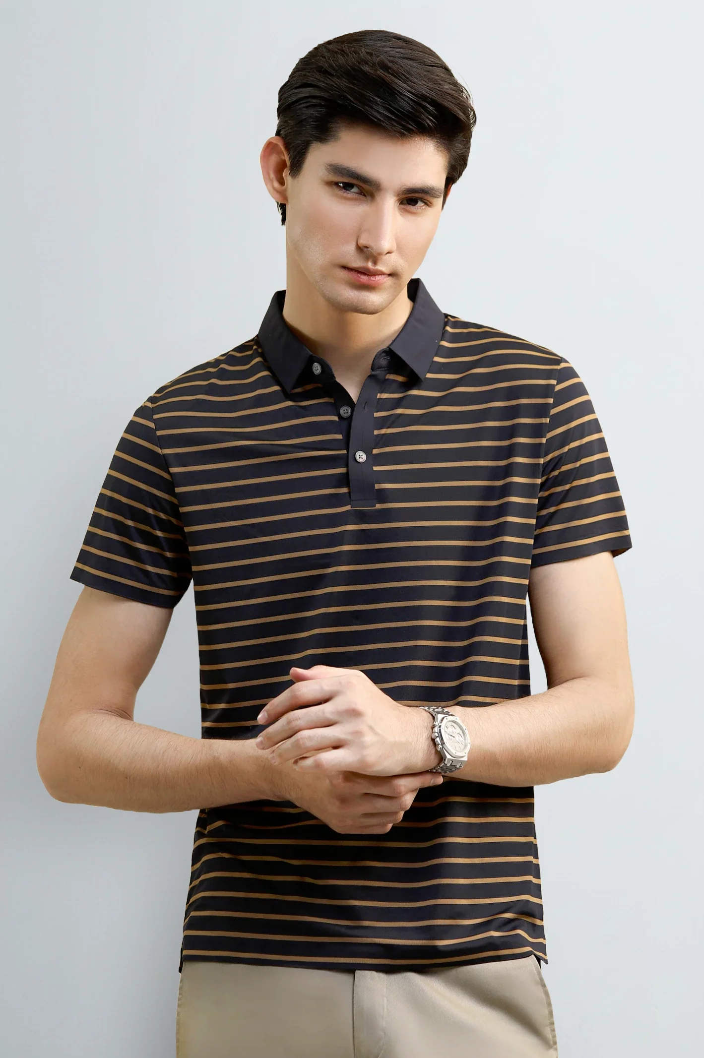 Black Striped Polo Shirt