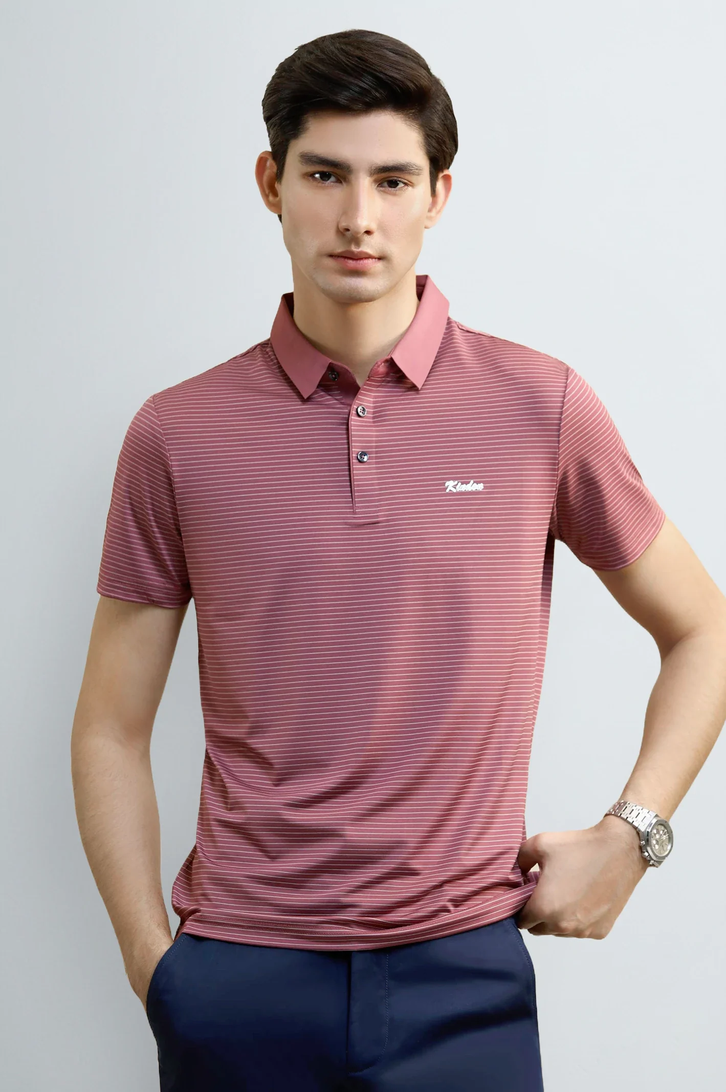 Men's Striped Short-Sleeve Polo Shirt