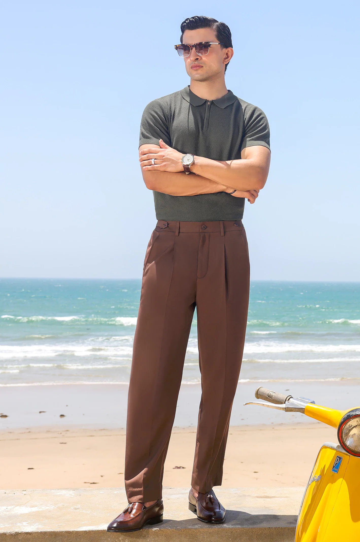 Green Flat Knit Polo - Image 4
