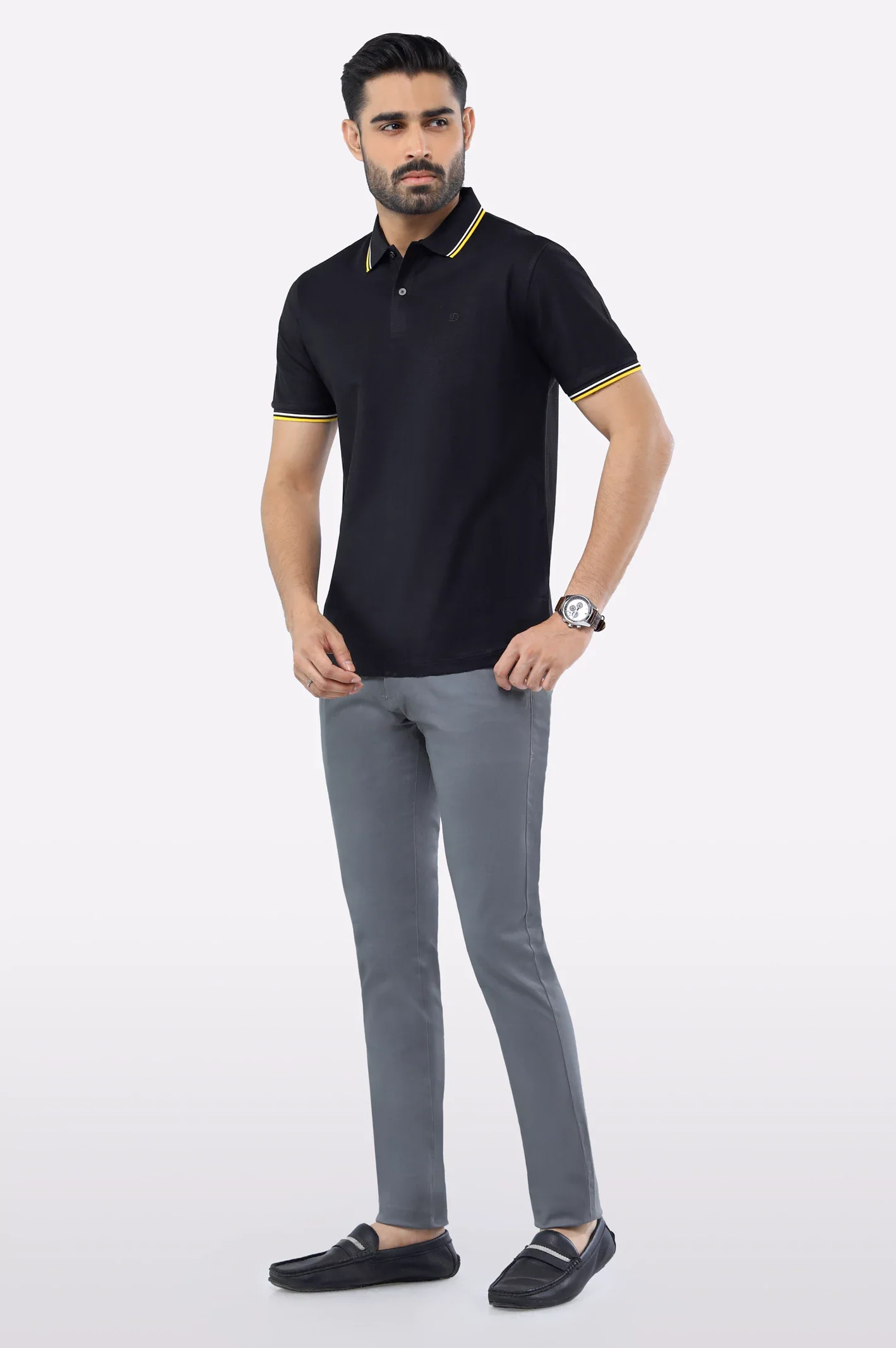 Black Mercerised Polo - Image 2