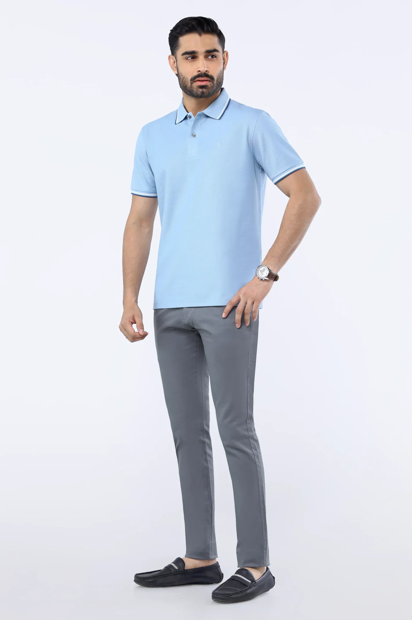 Sky Blue Mercerised Polo - Image 2