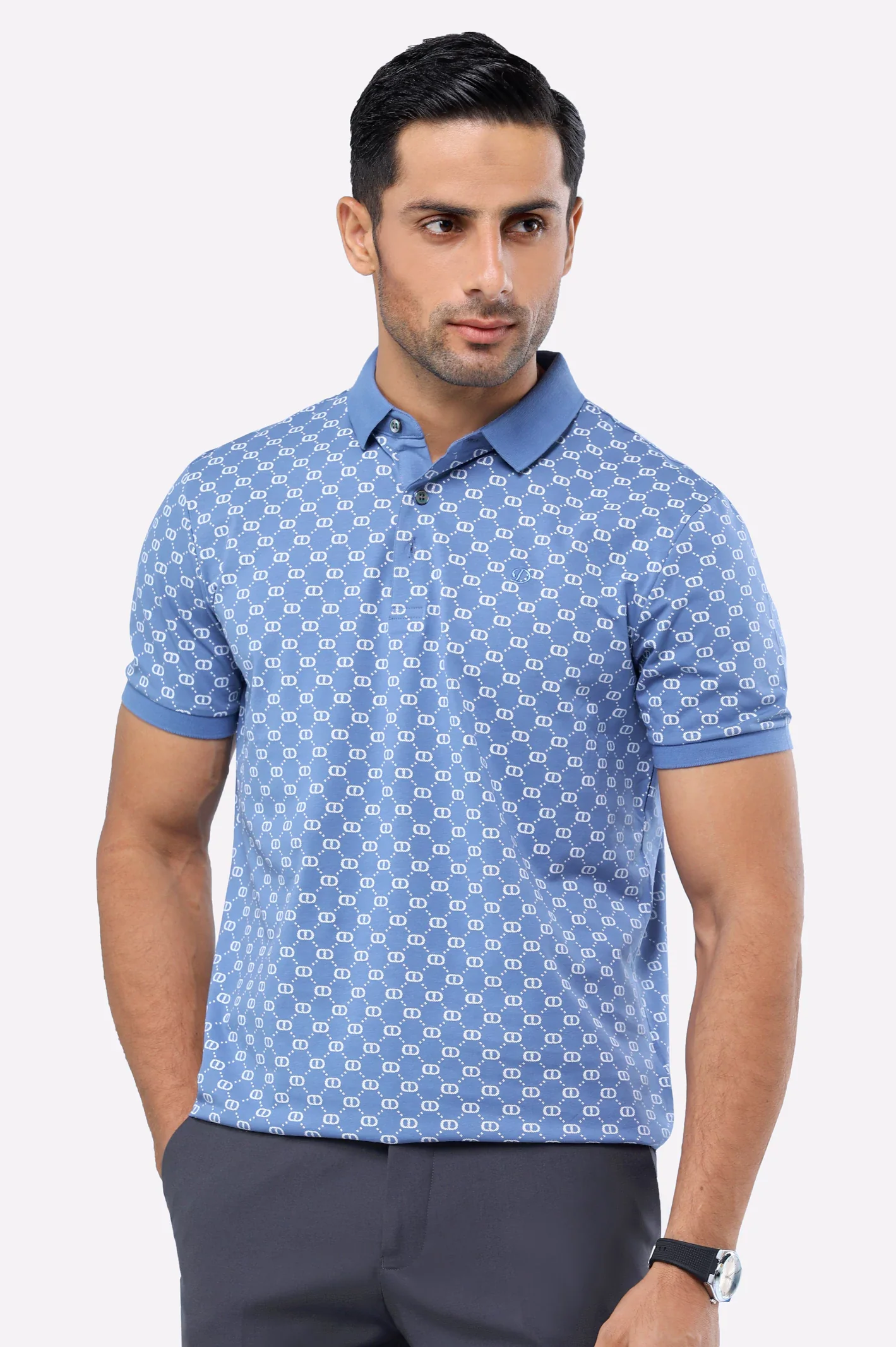 Blue Printed Polo