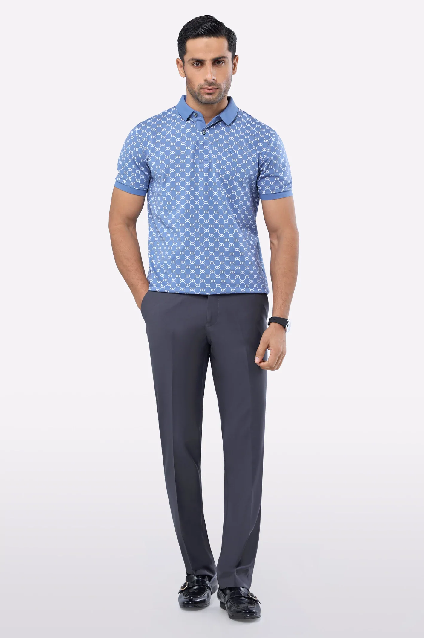 Blue Printed Polo - Image 2