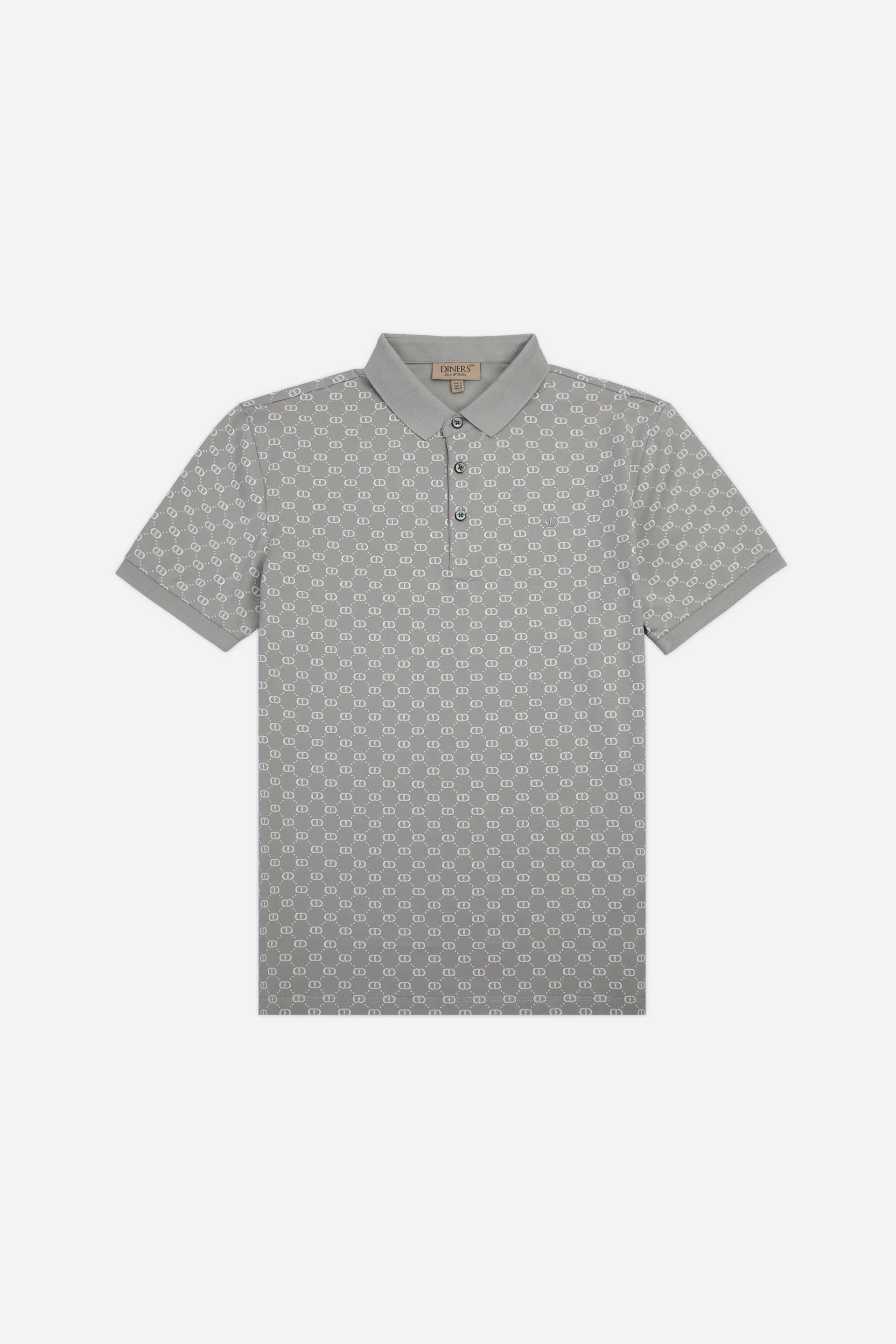 Grey Printed Polo - Image 4