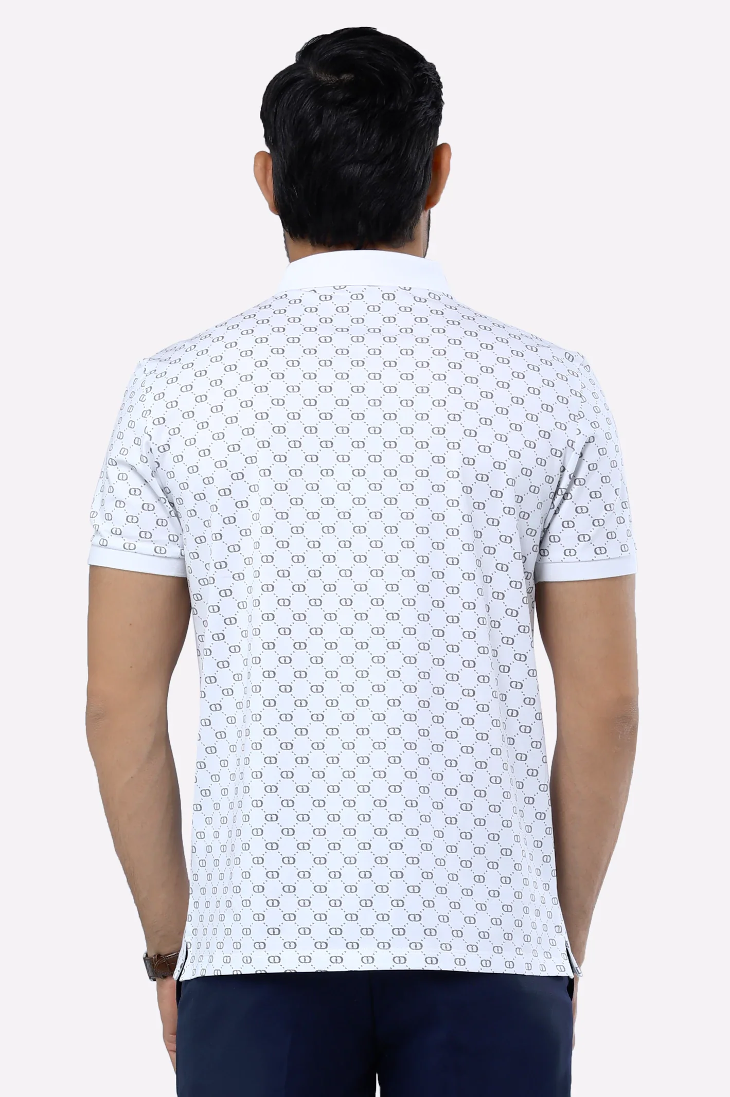 White Printed Polo - Image 3