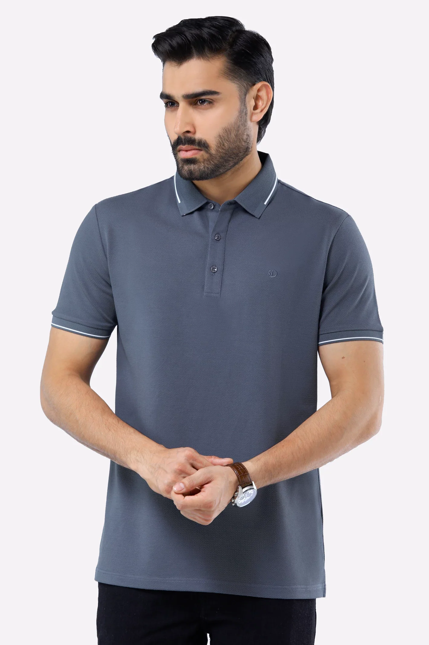 Dark Grey Basic Mercerized Polo