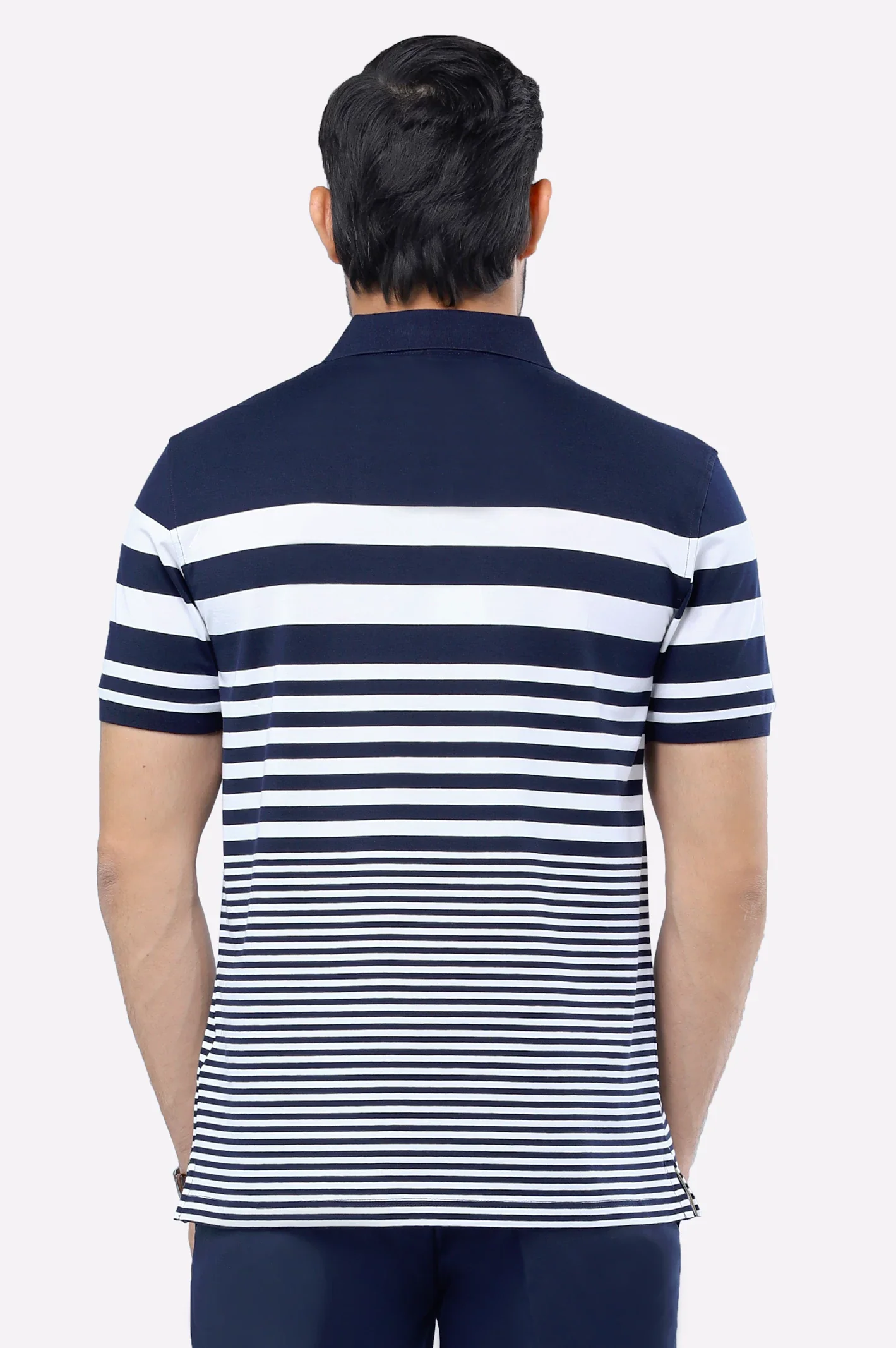 Navy Blue Yarn Dyed Polo - Image 3