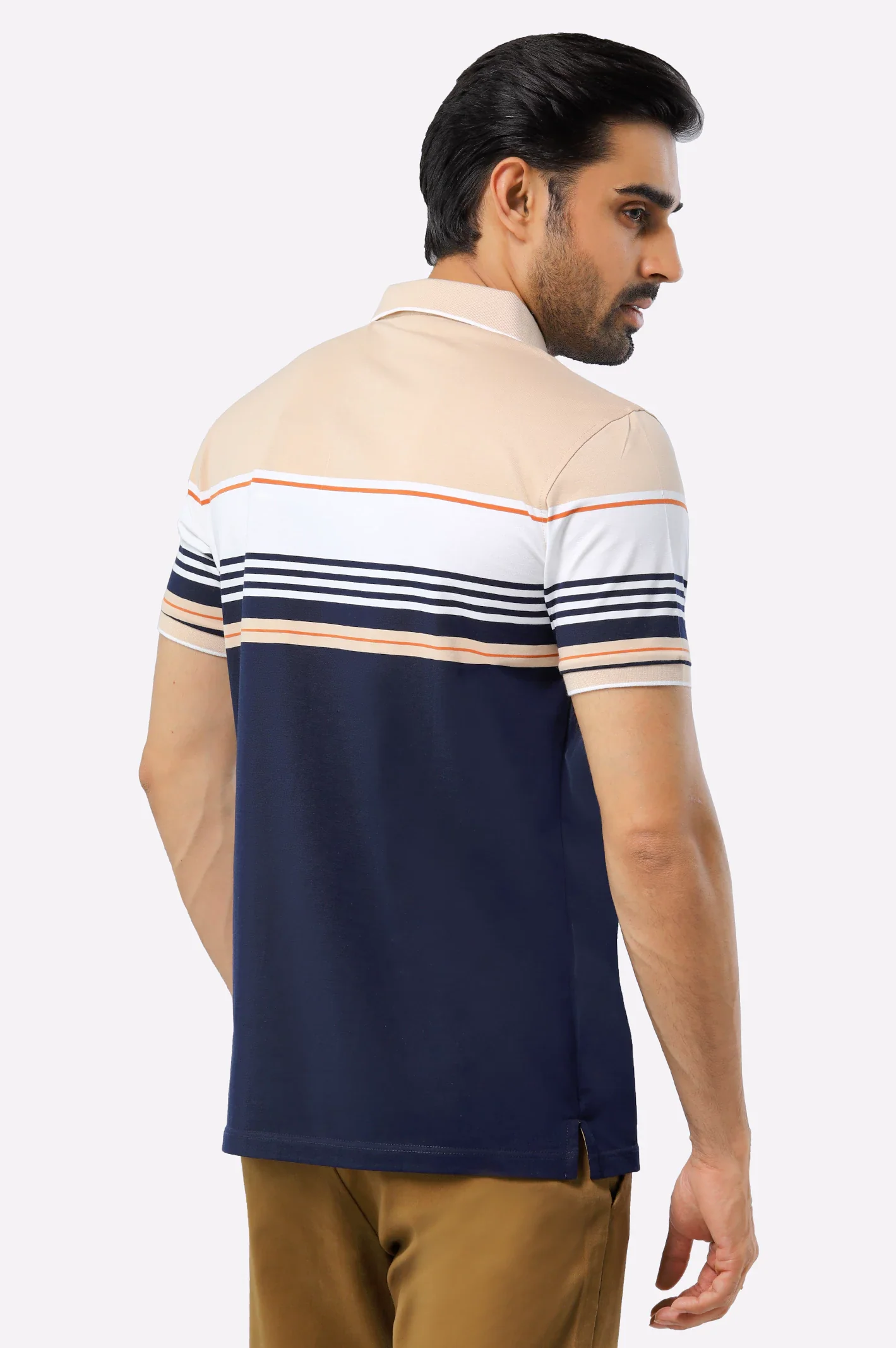 Beige Yarn Dyed Polo - Image 3
