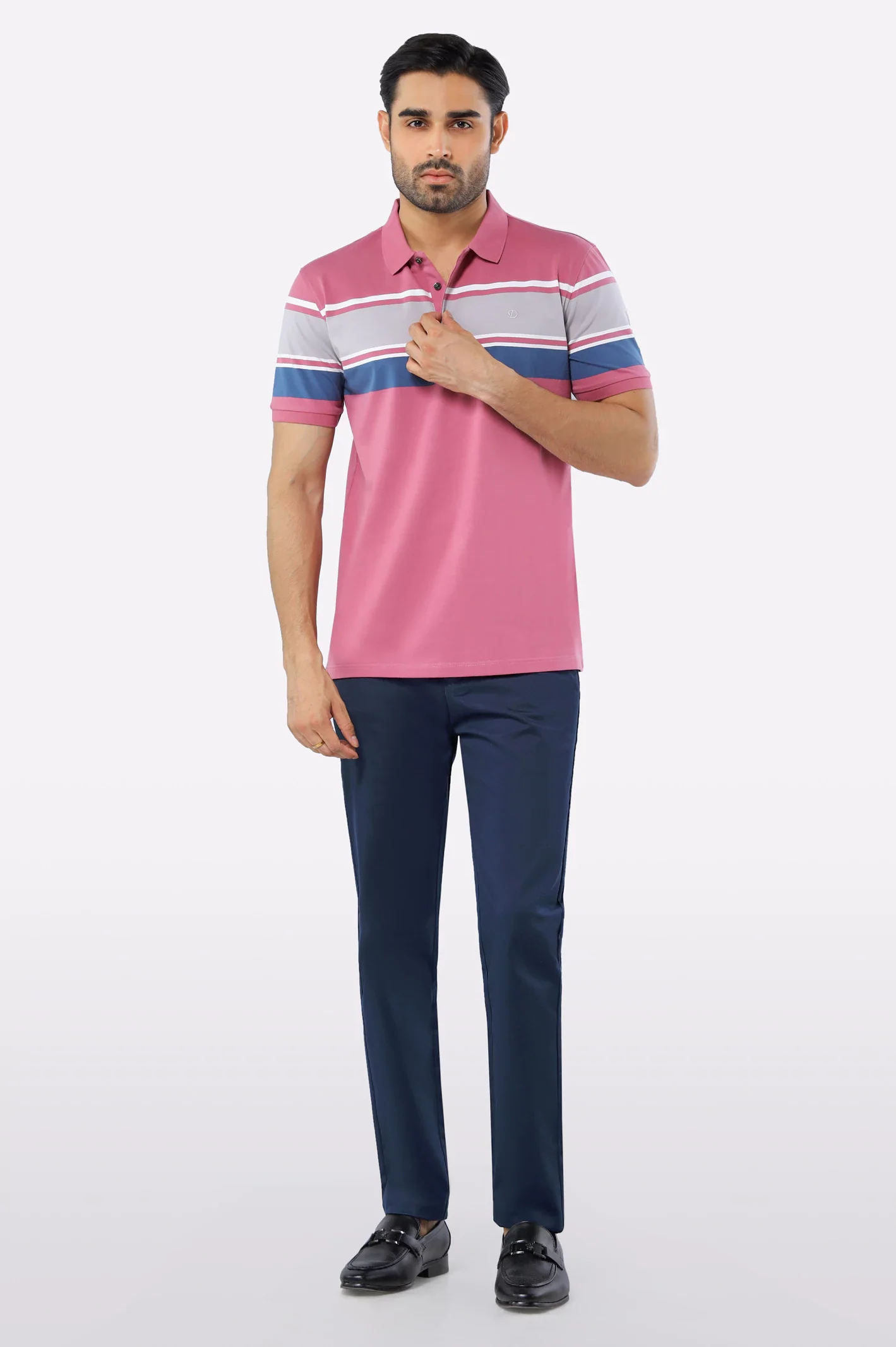 Pink Yarn Dyed Polo - Image 2
