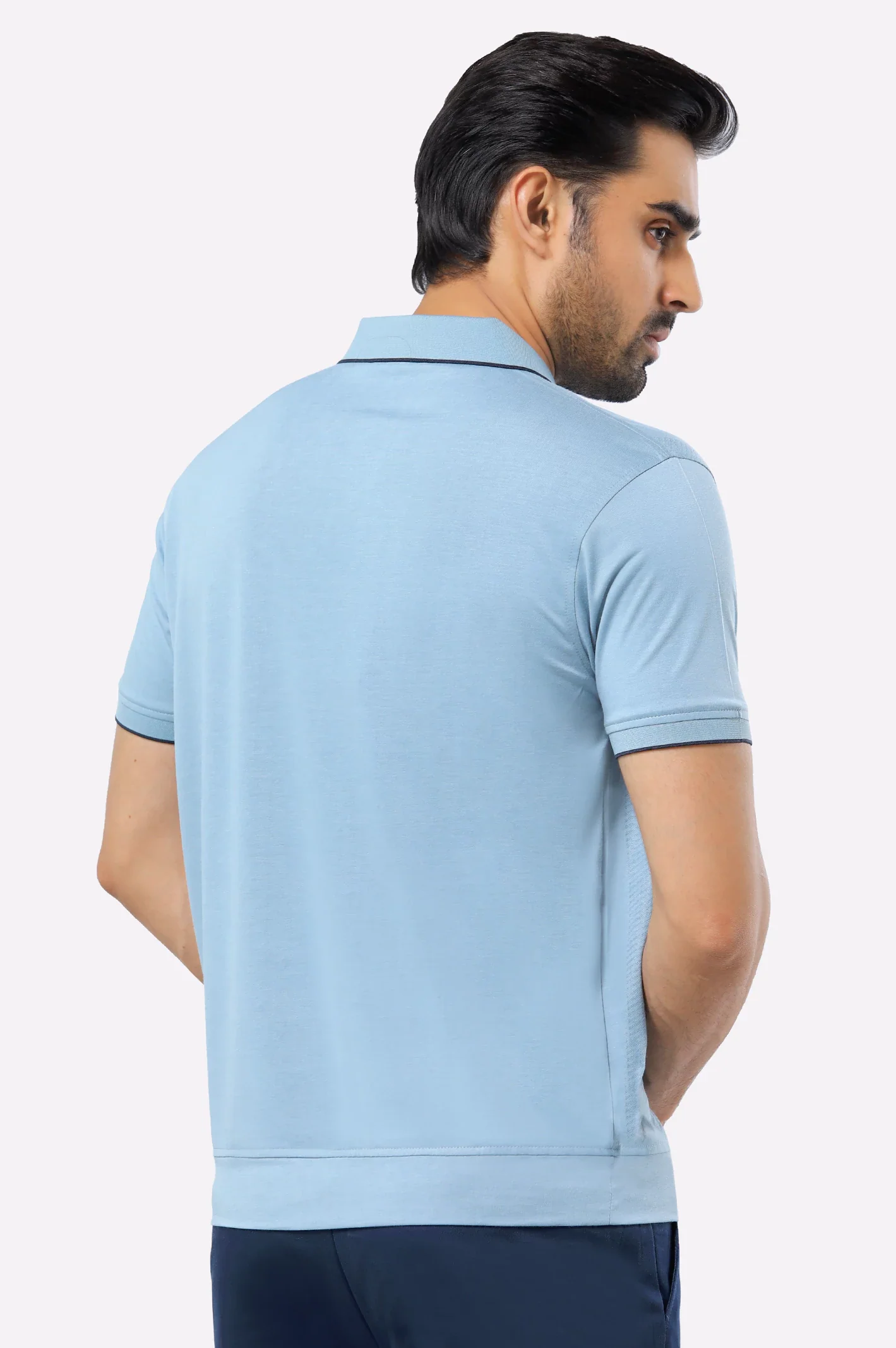 Blue Mercerized Polo - Image 3