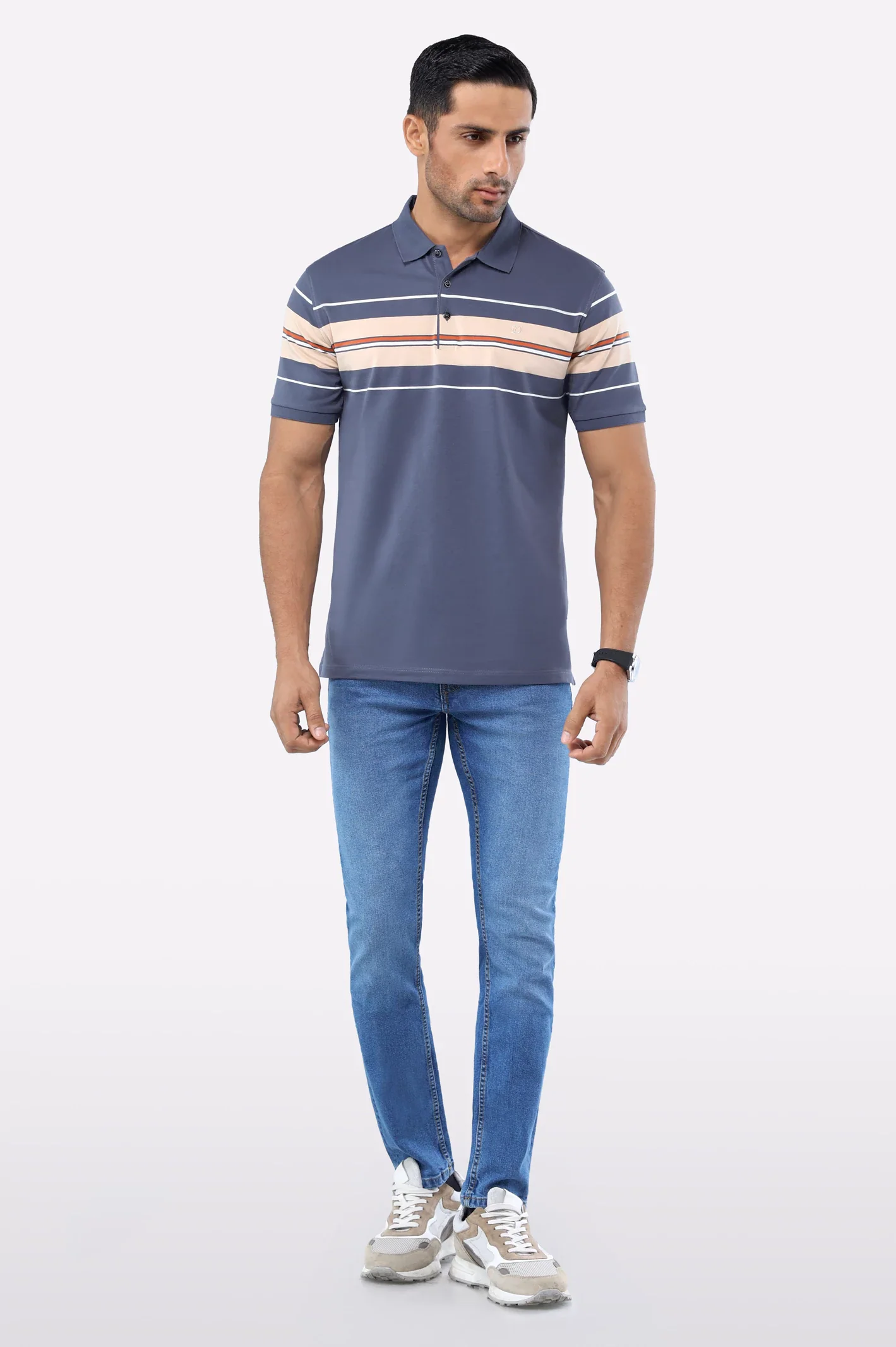 Dark Grey Yarn Dyed Polo - Image 2