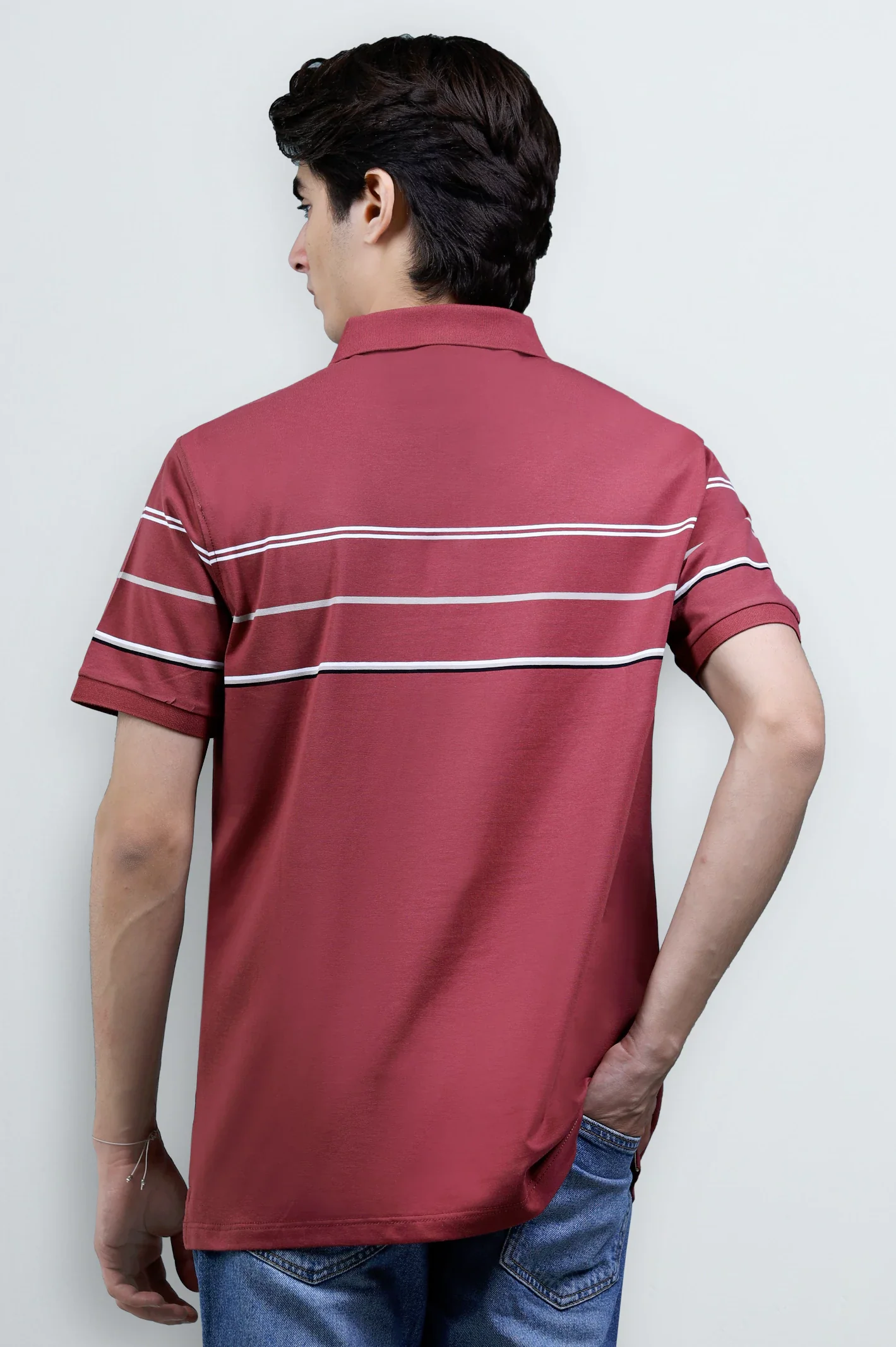 Maroon Yarn Dyed Polo - Image 4