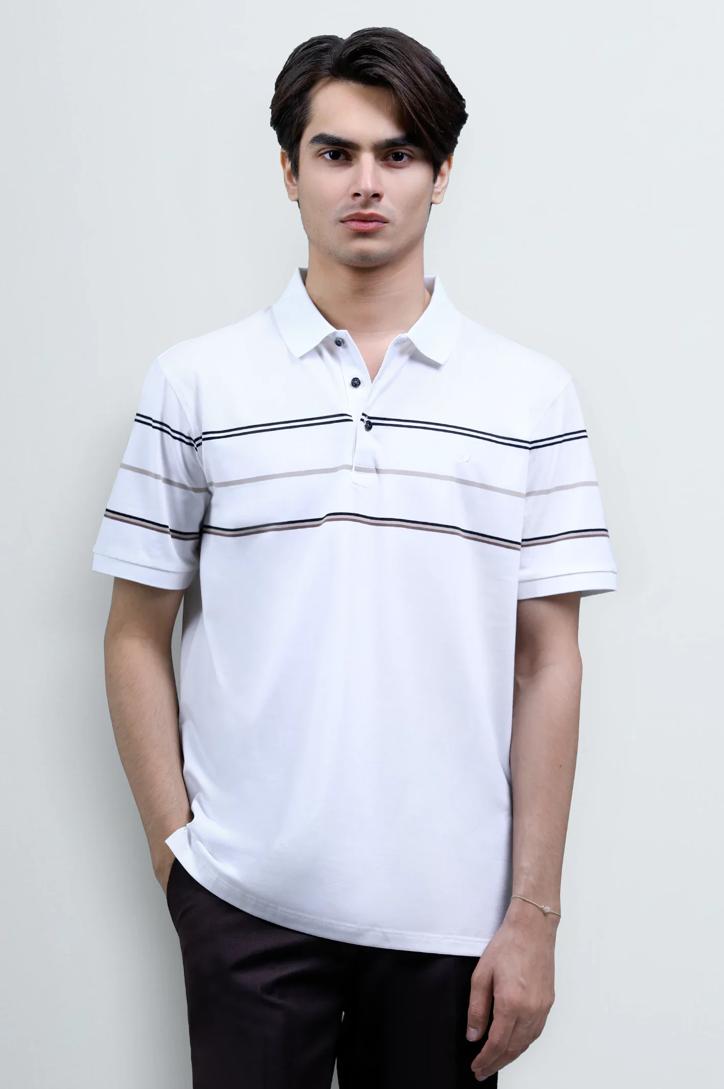 White Yarn Dyed Polo