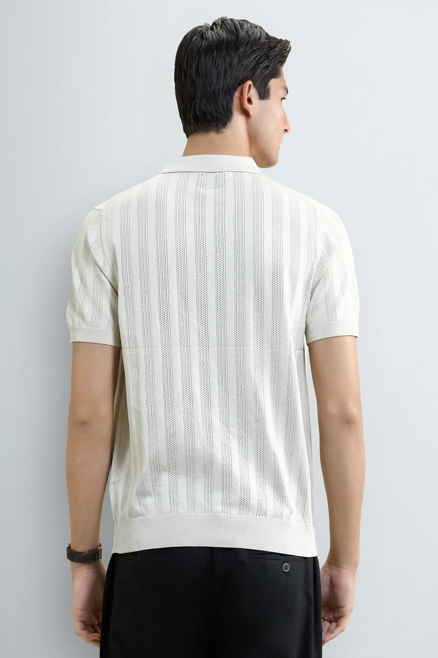 Cream Knitted Polo with Quarter-Zip Collar - Image 3