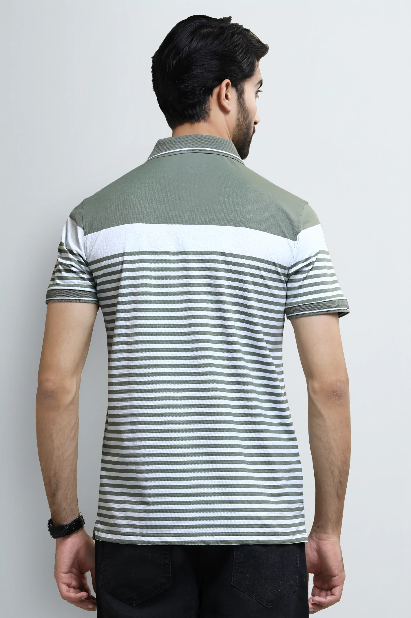Green Jacquard Collar Polo - Image 4