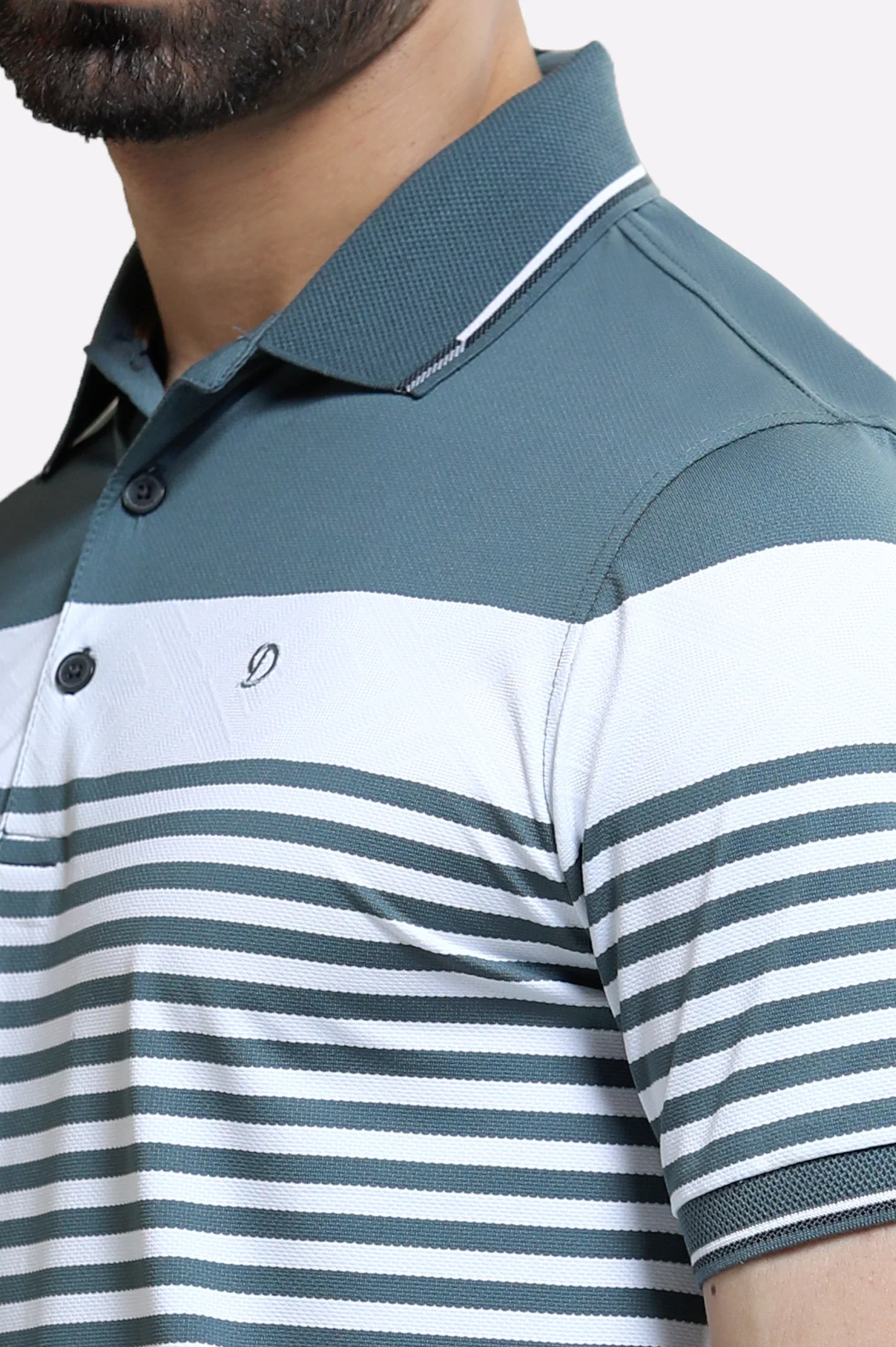 Grey Jacquard Collar Polo - Image 3