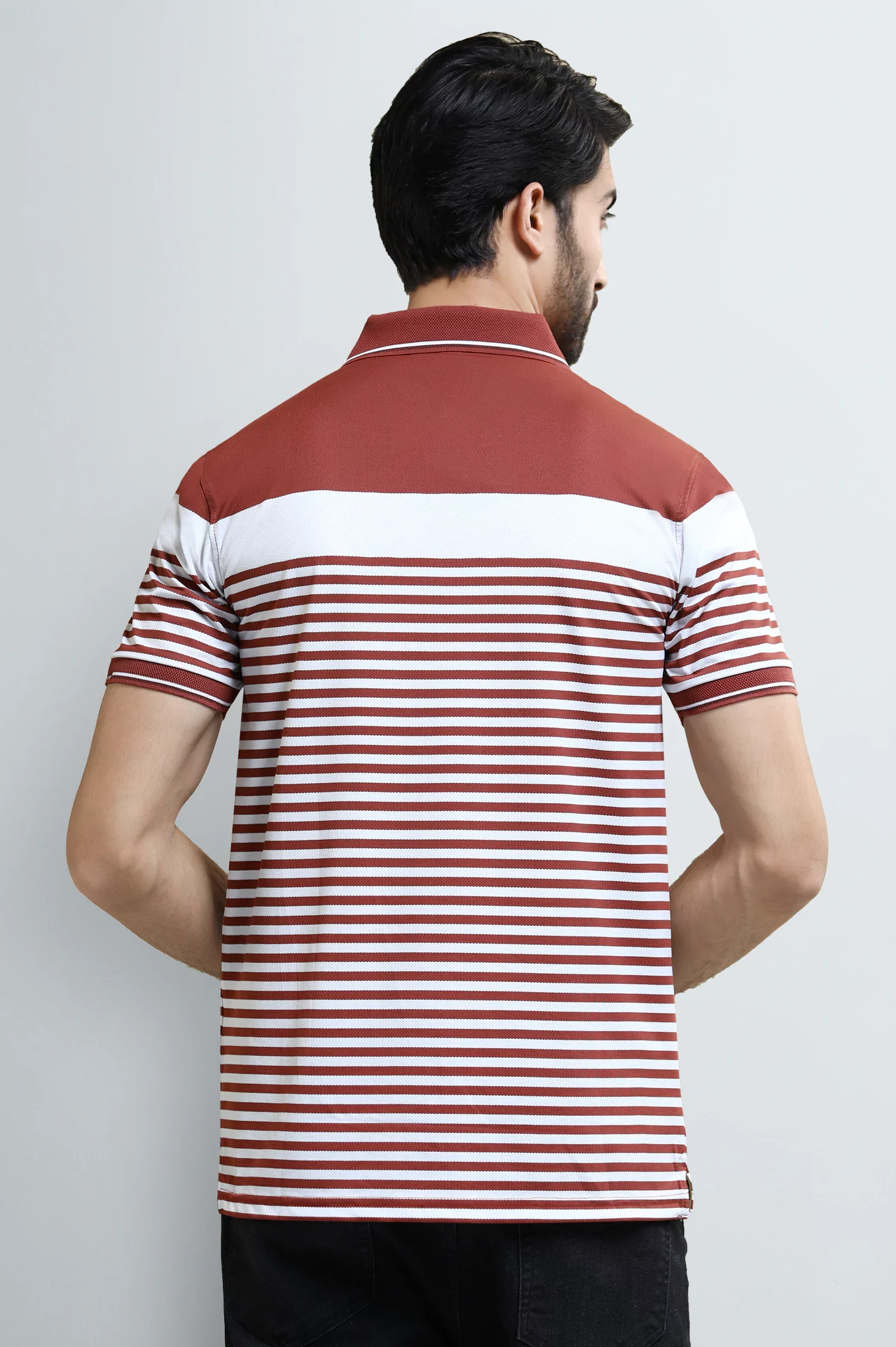 Red Jacquard Collar Polo - Image 4