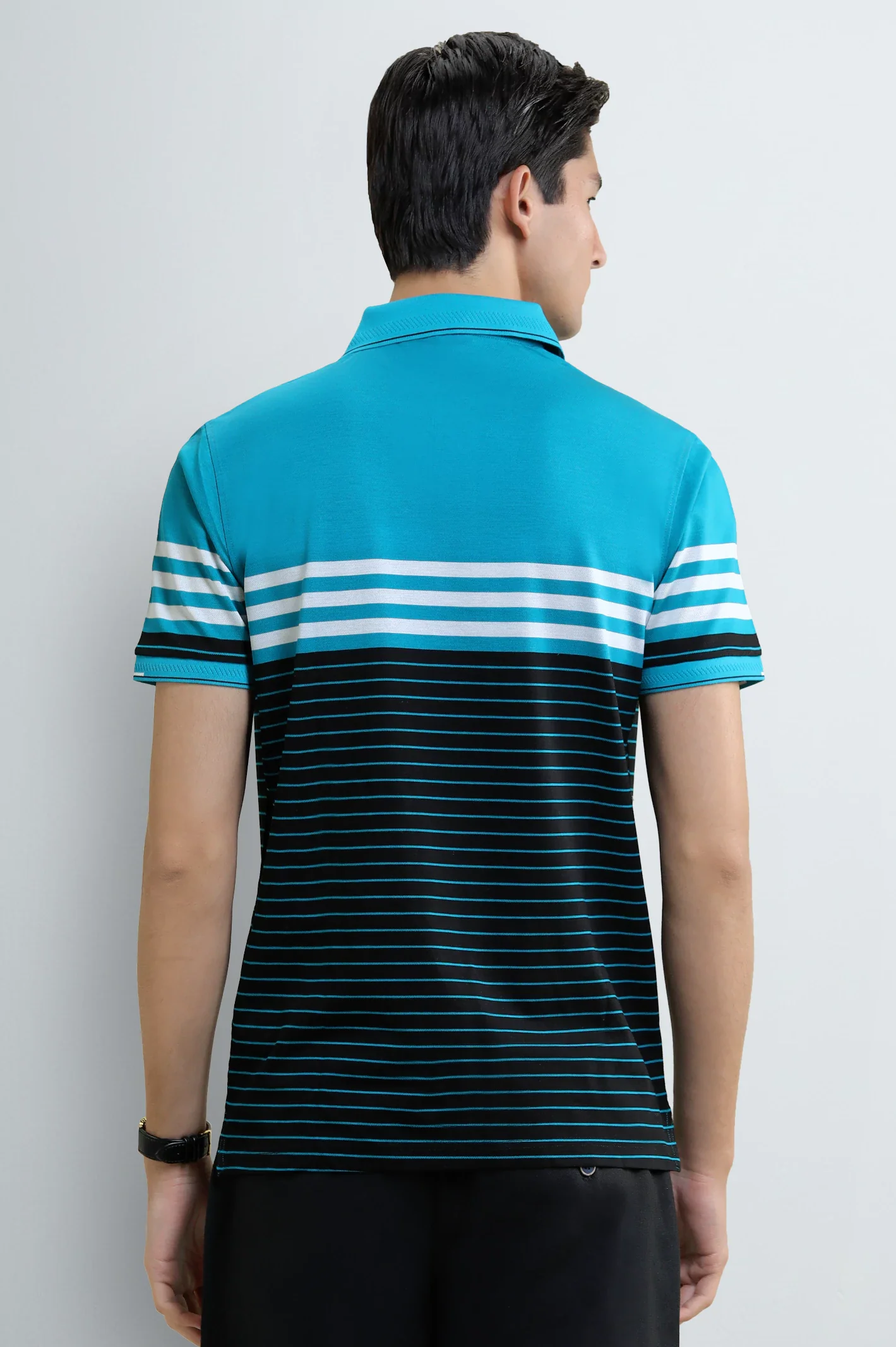 Green Striped Yarn-Dyed Polo - Image 3