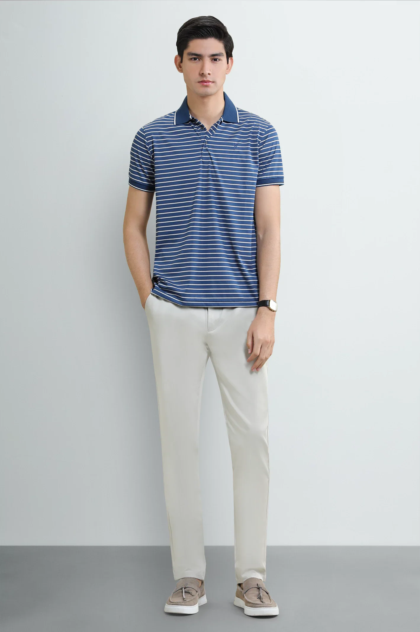 Indigo Yarn-Dyed Striped Polo - Image 2