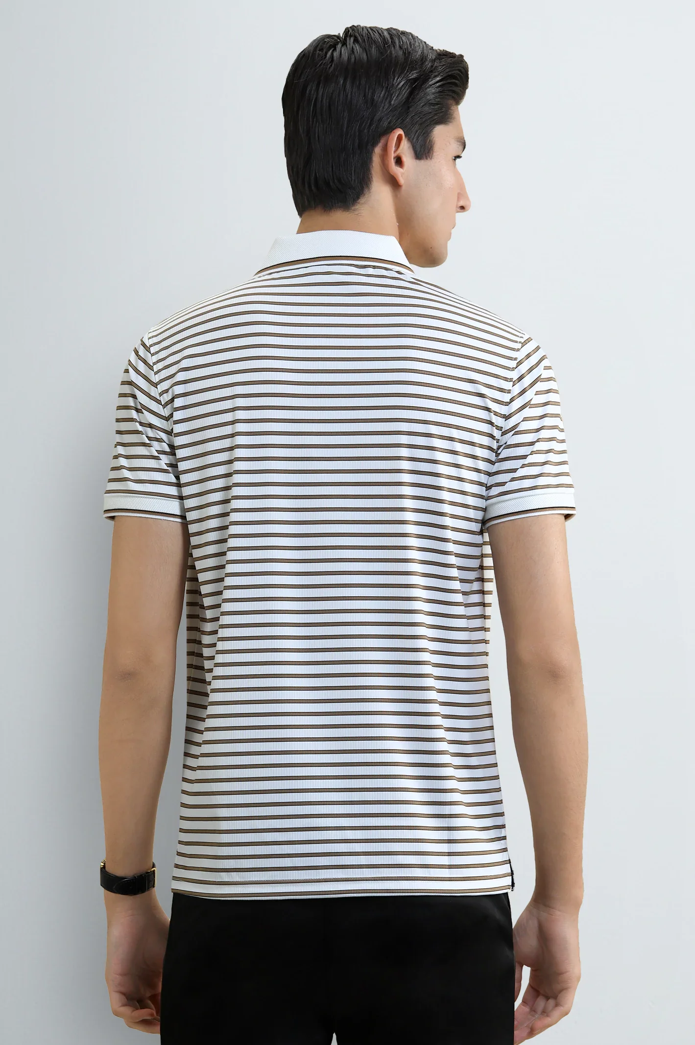 White Yarn-Dyed Striped Polo - Image 3