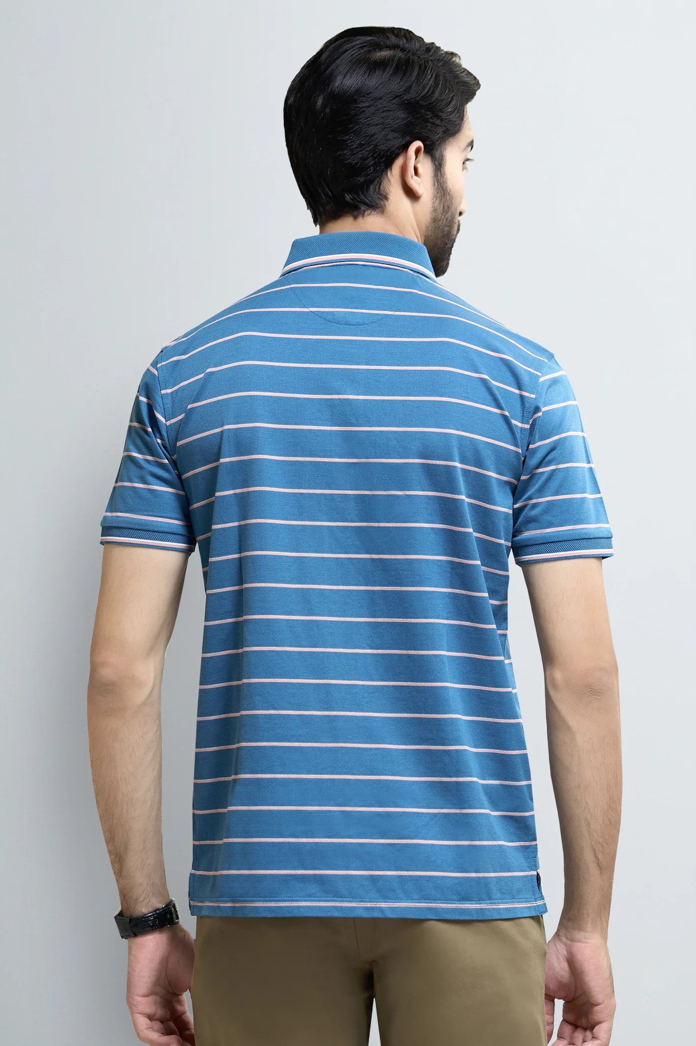 Dark Blue Striped Polo - Image 4
