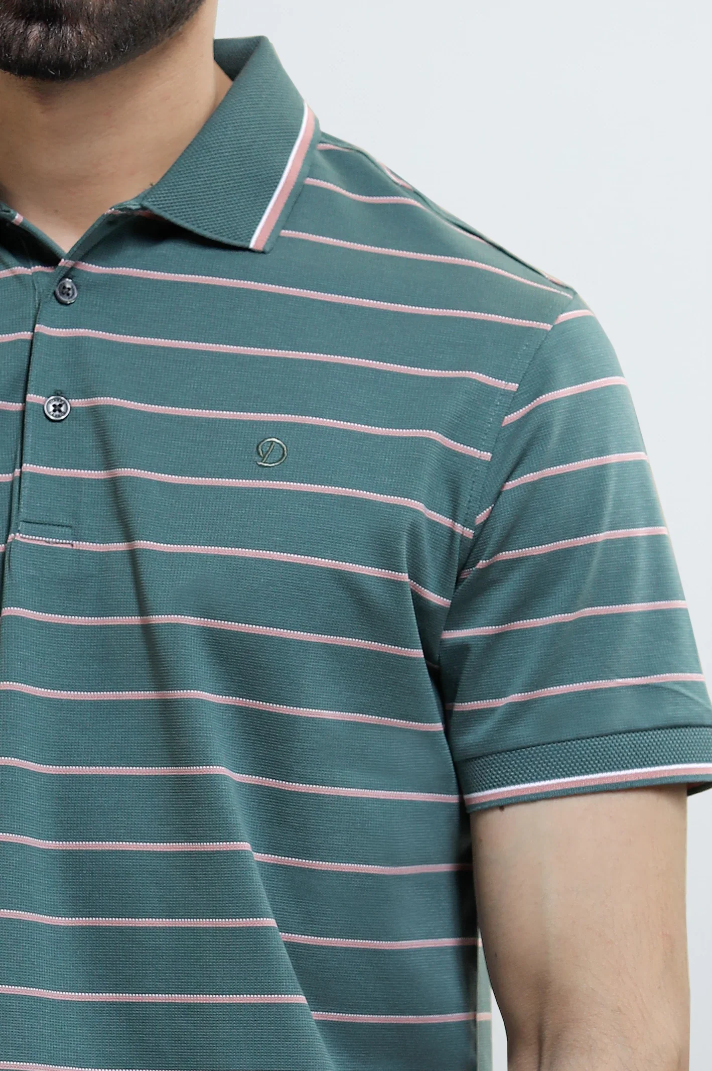 Green Striped Polo - Image 3