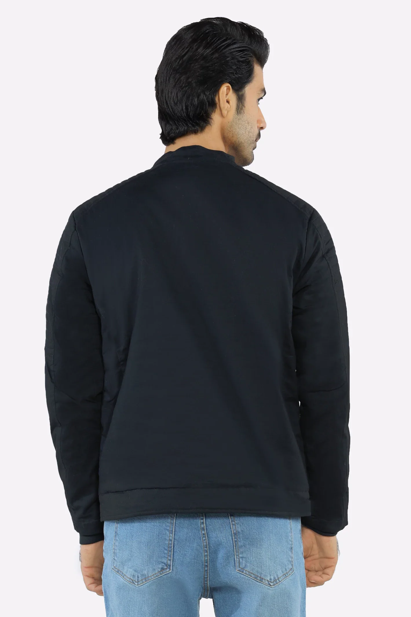 Men's Cafe Racer Cotton Navy Jacket - Image 3
