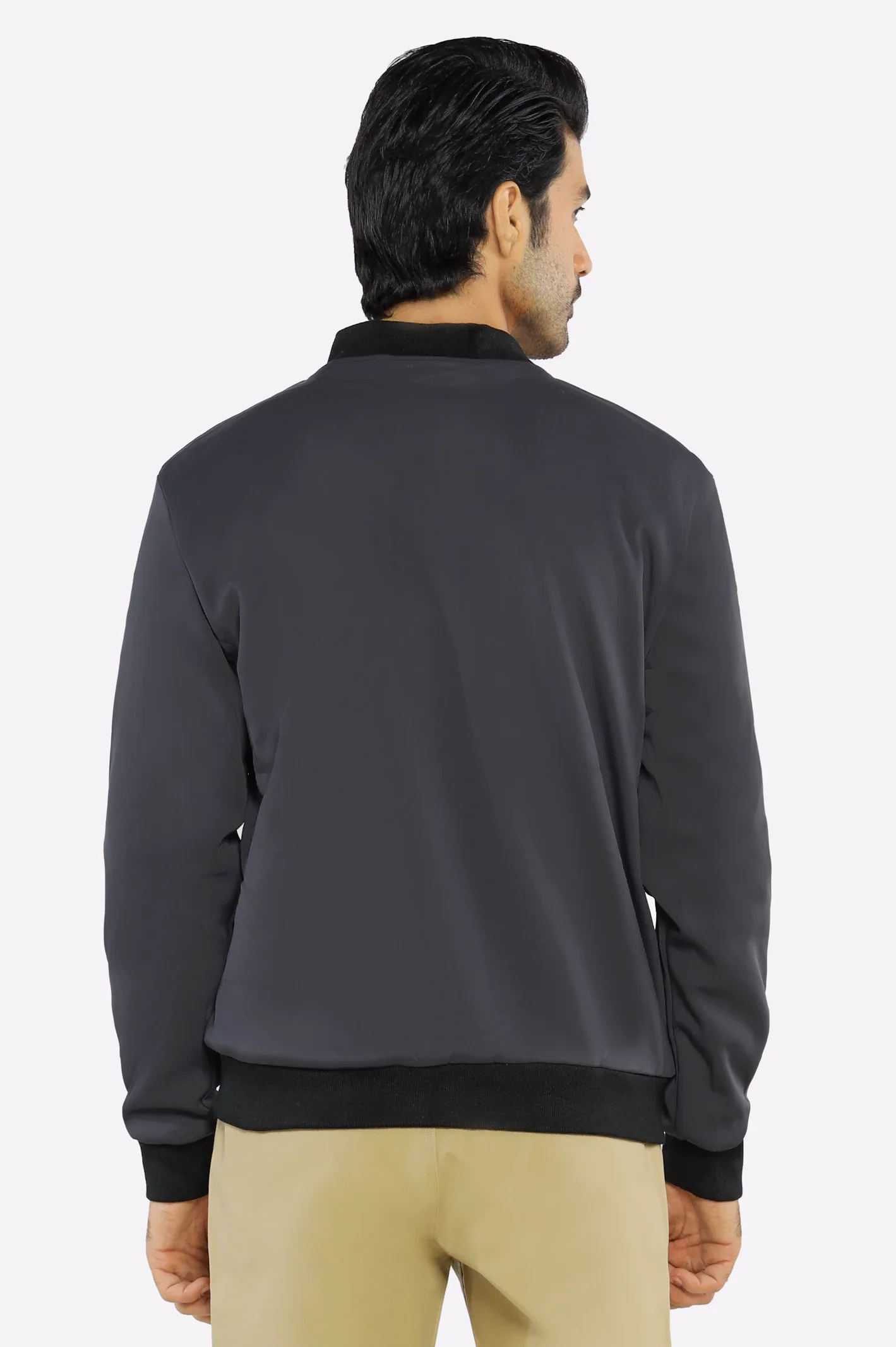 Men's Dark Grey Bomber Jacket - Image 3