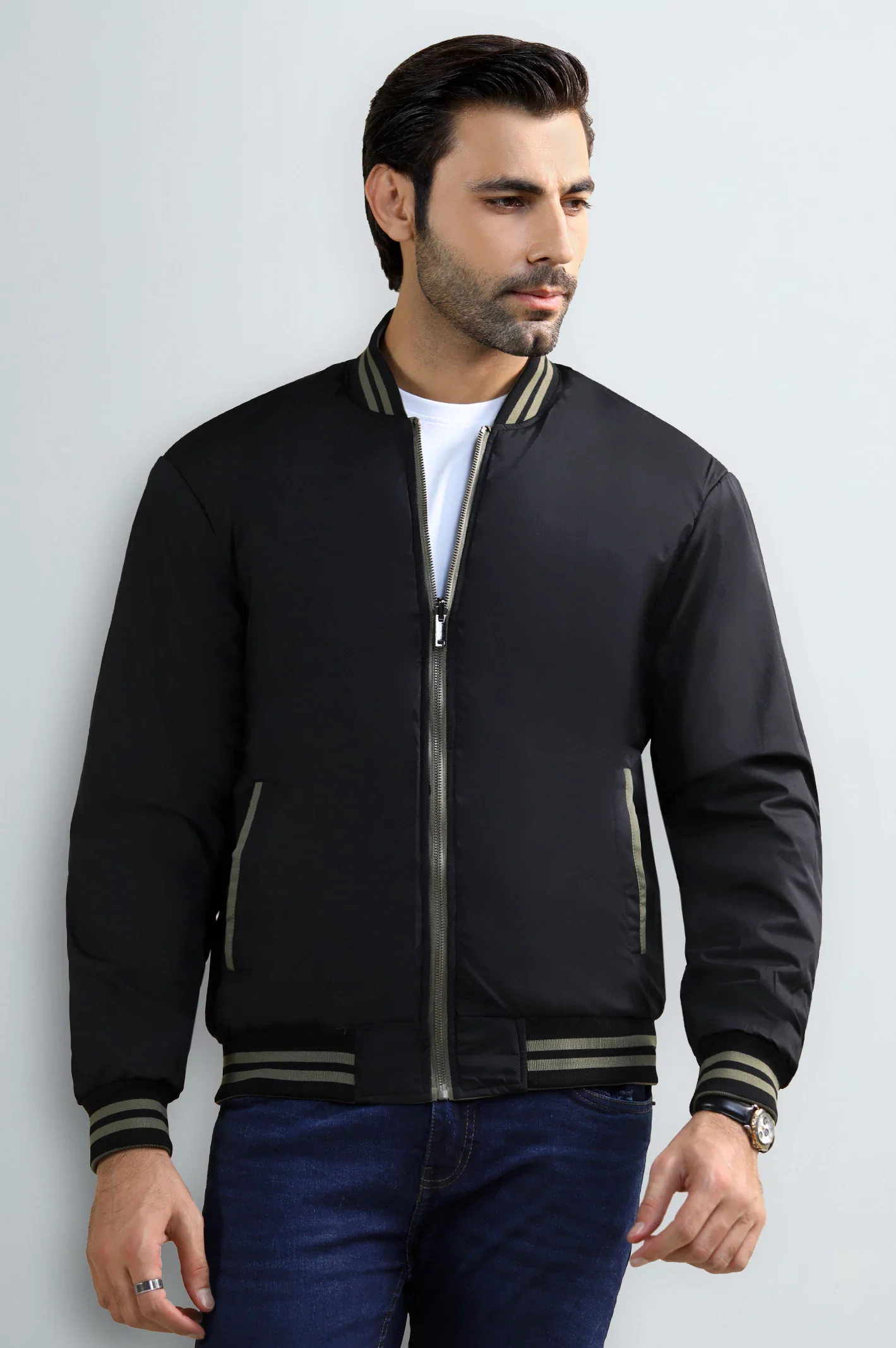 Olive & Black Reversible Men's Jacket - Image 3