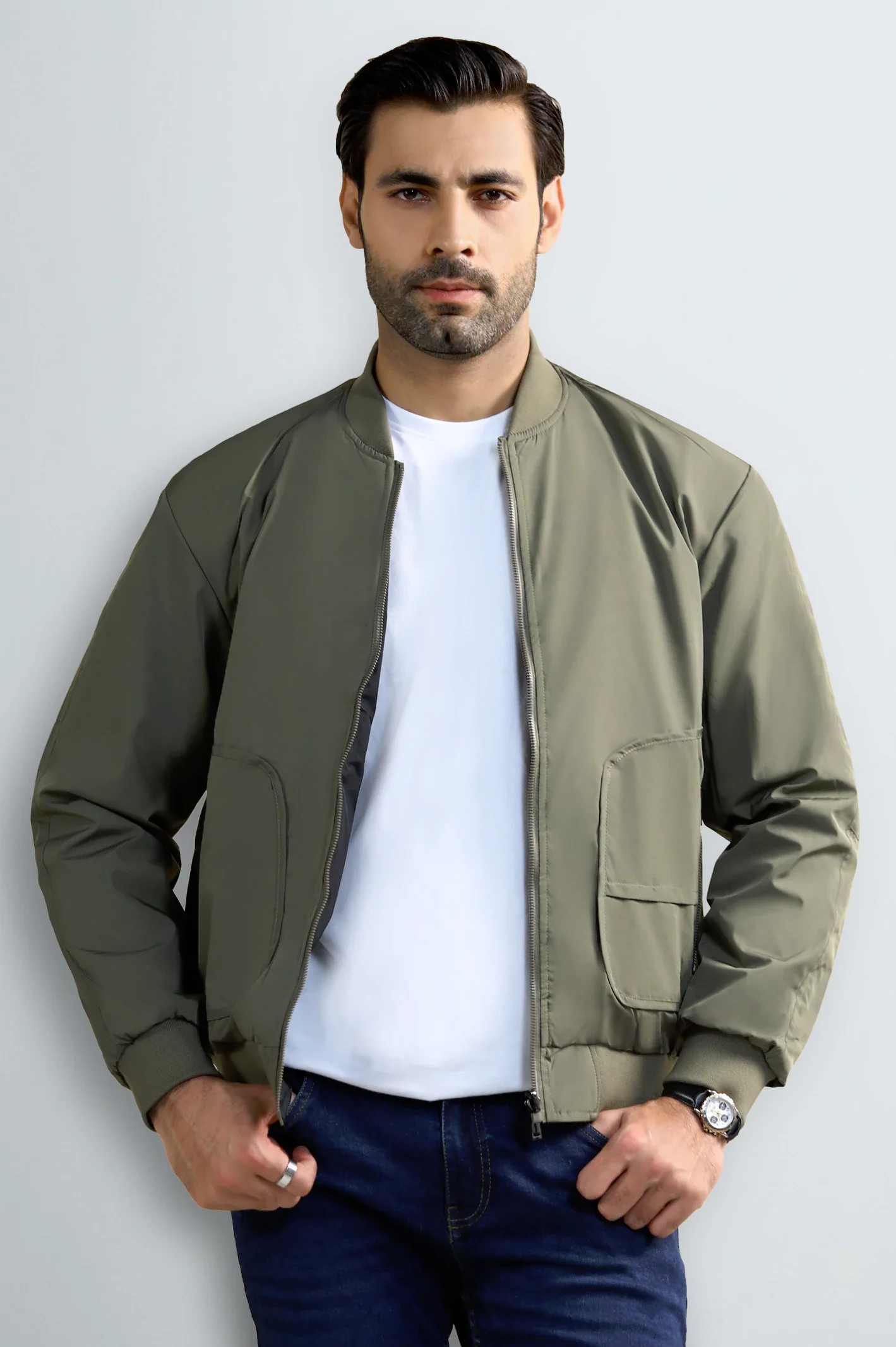 Olive & Black Reversible Men's Jacket - Image 4