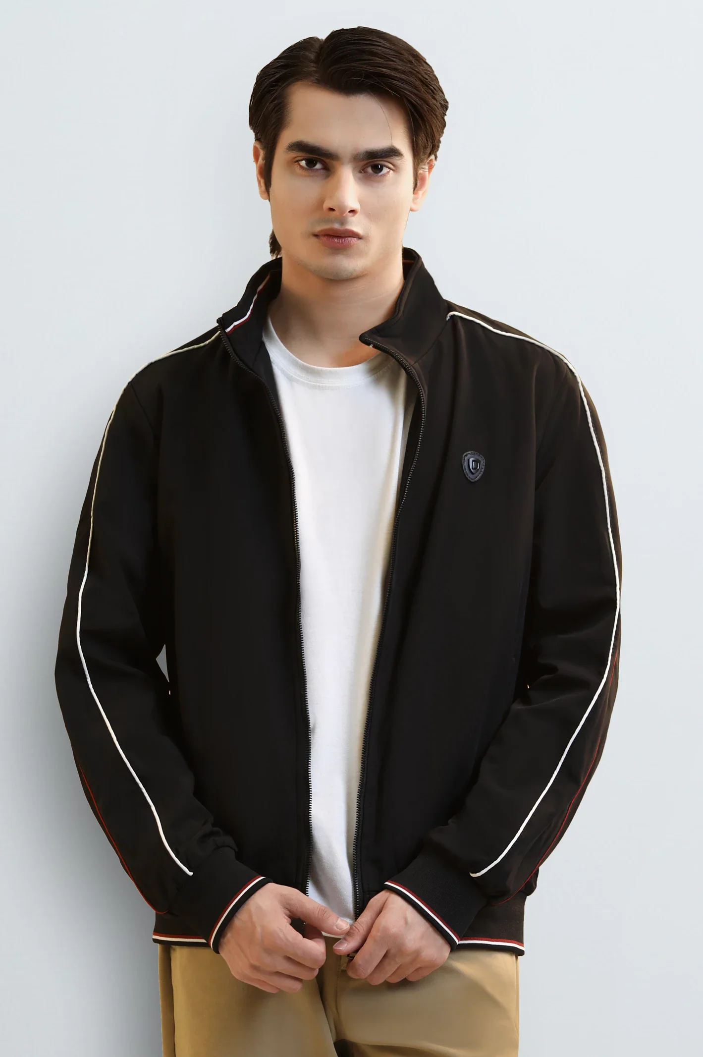 Men's Black Casual Zip-Up Jacket