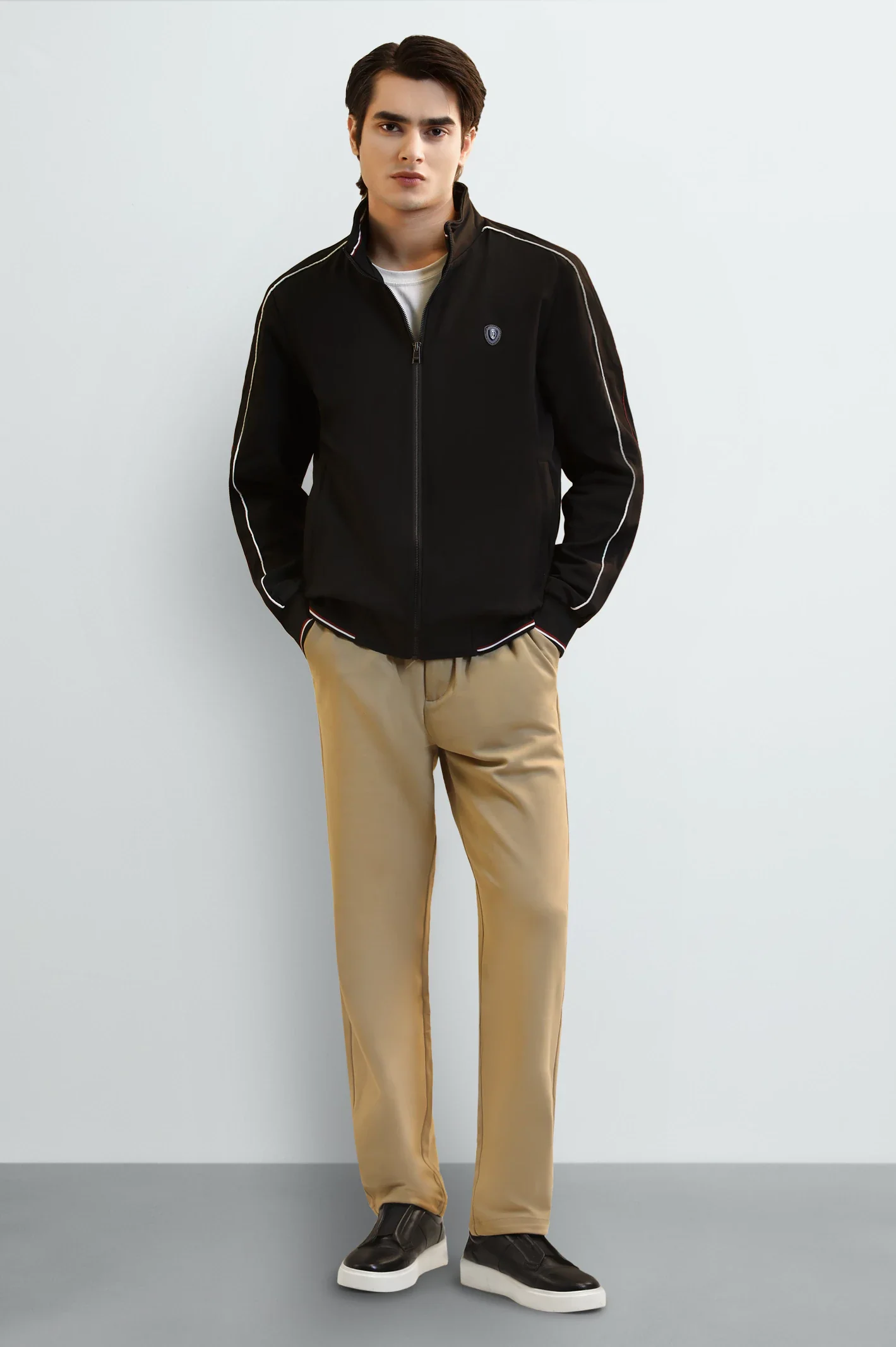 Men's Black Casual Zip-Up Jacket - Image 2