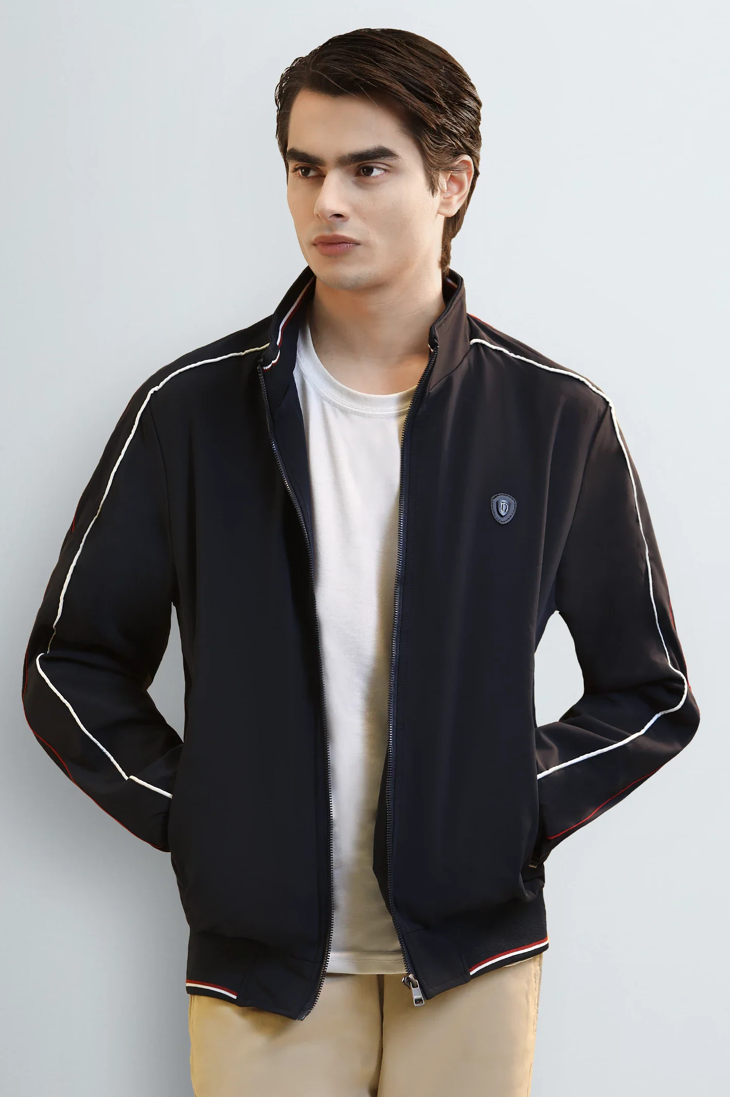 Men's Navy Casual Zip-Up Jacket