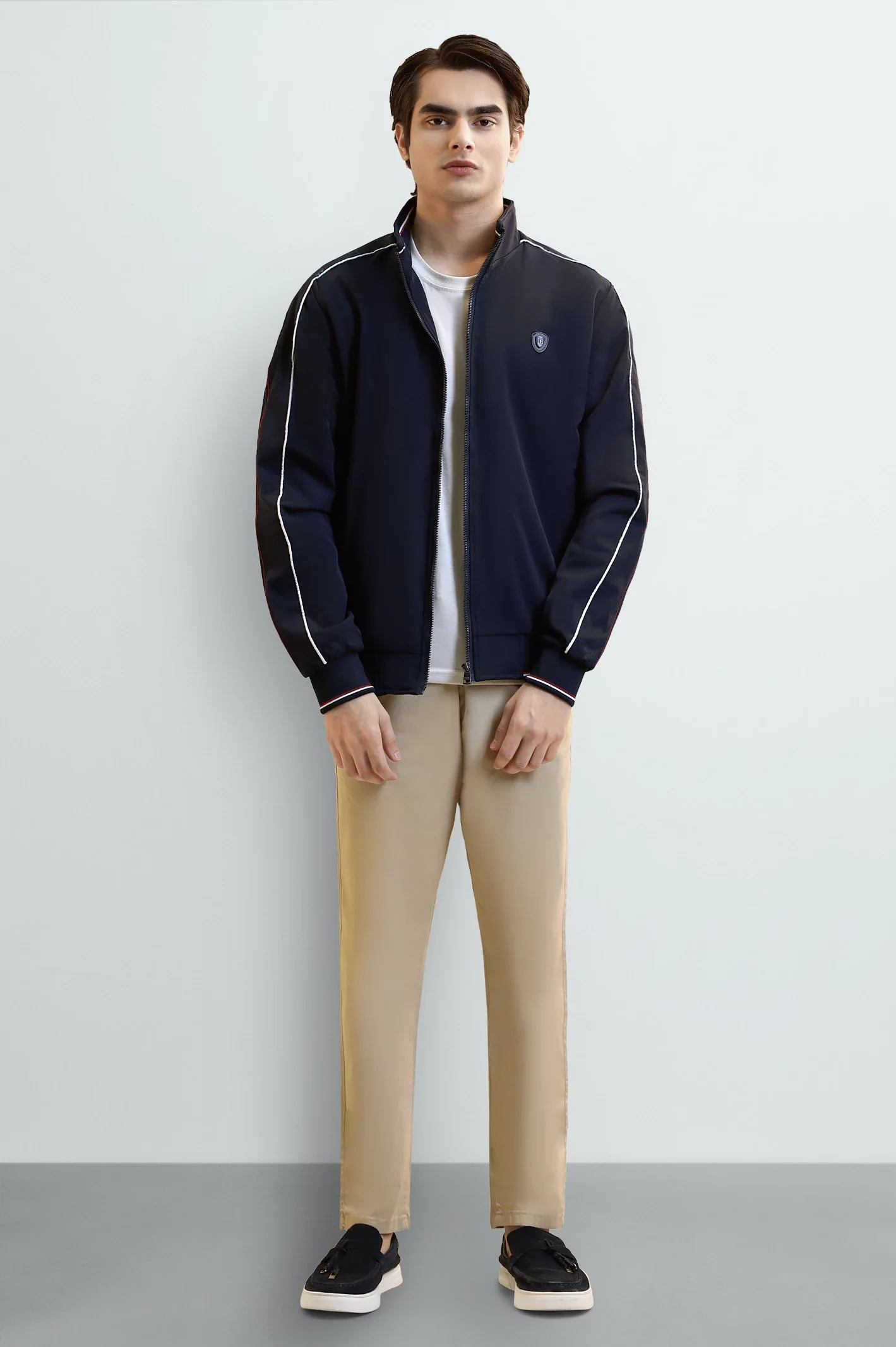 Men's Navy Casual Zip-Up Jacket - Image 2
