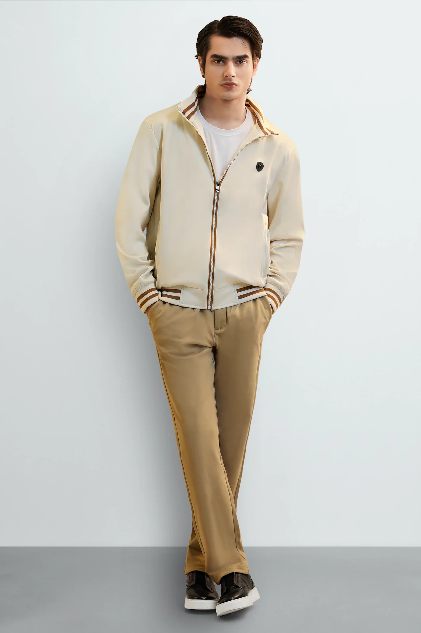 Men's Cream Bomber Jacket - Image 2