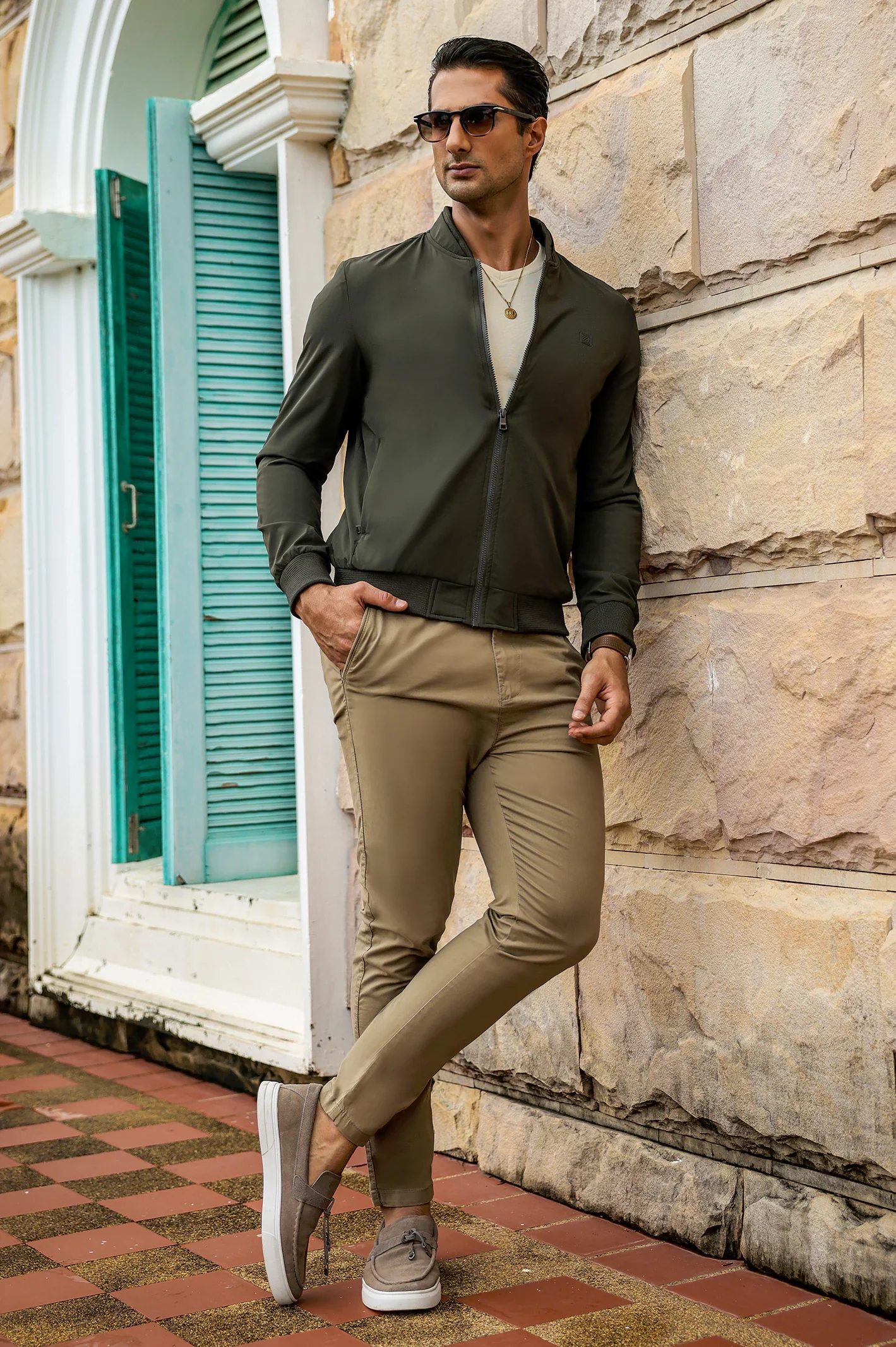 Full-Zip Bomber Jacket with Mock Collar - Image 4