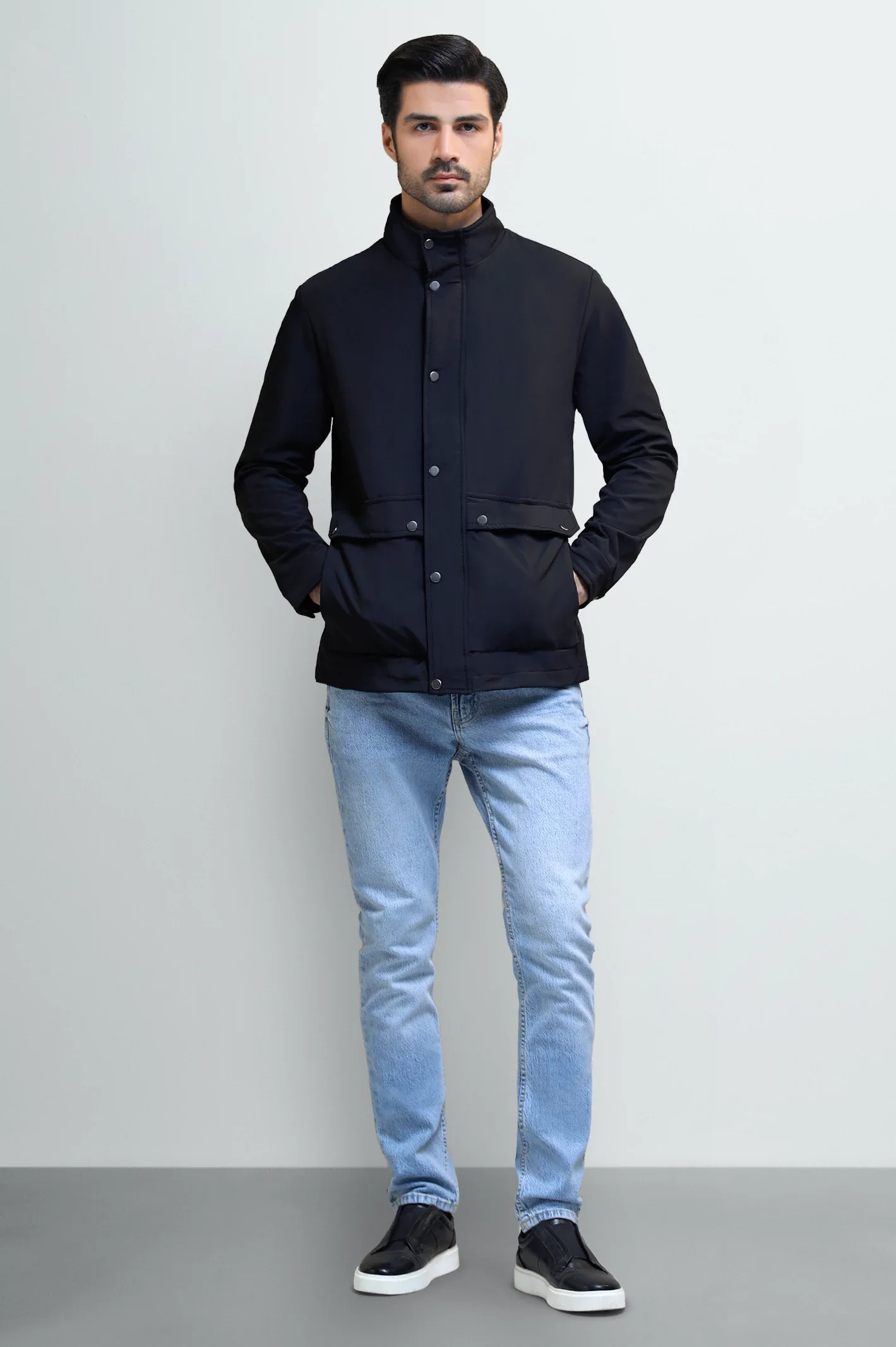 Men's Black Casual Jacket - Image 2