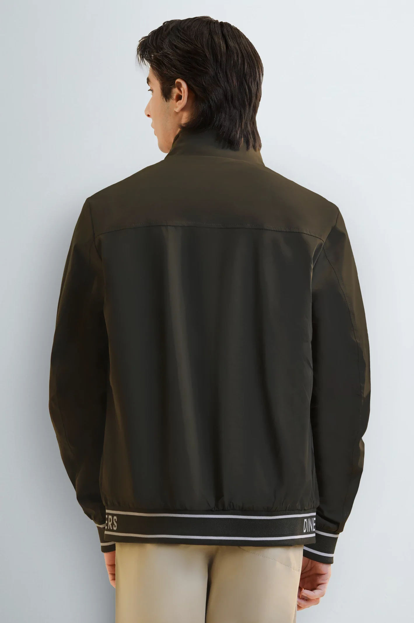 Olive Bomber Jacket with Mock Collar - Image 4