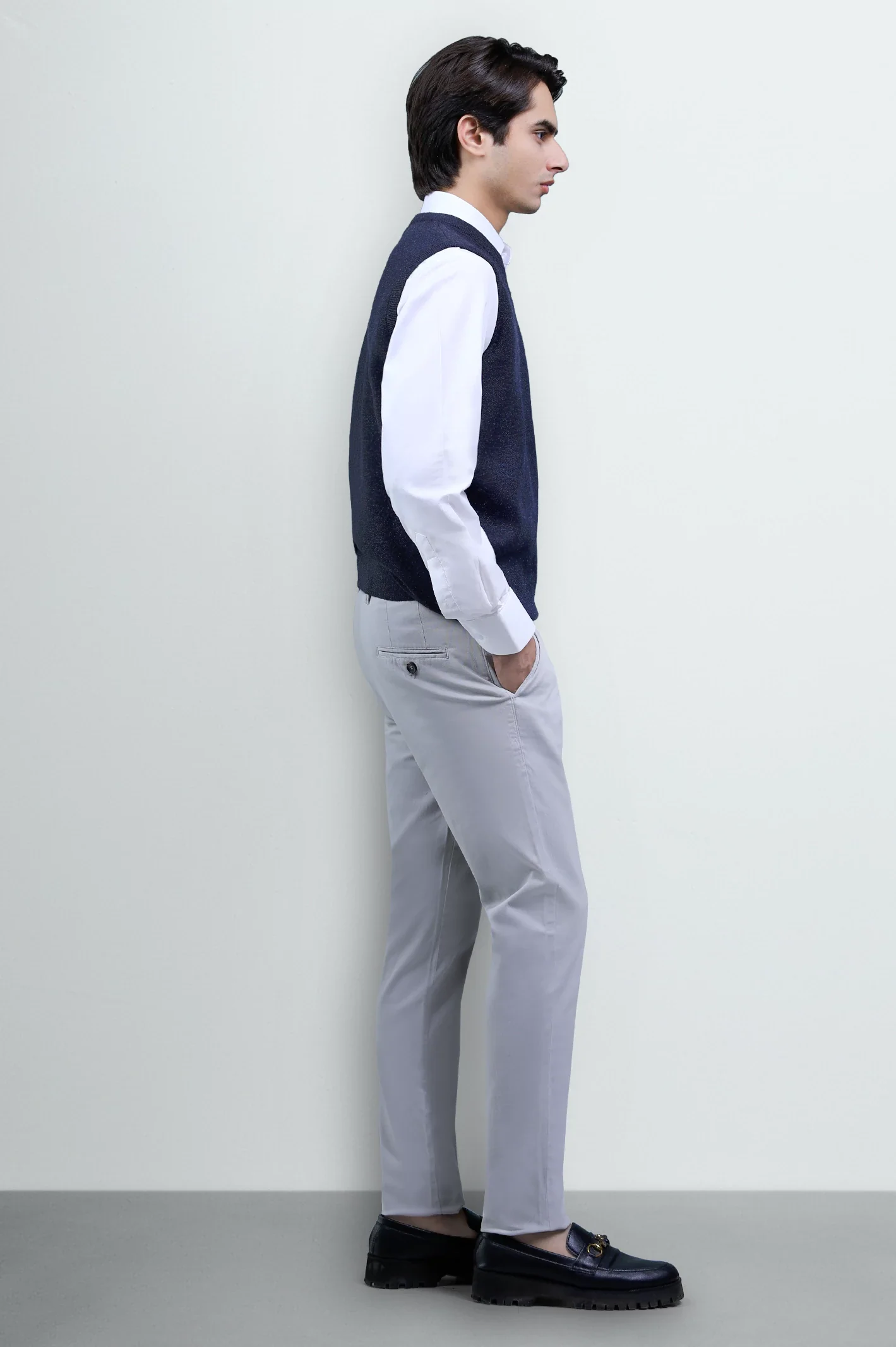 Charcoal Sleeveless V-Neck Sweater - Image 4