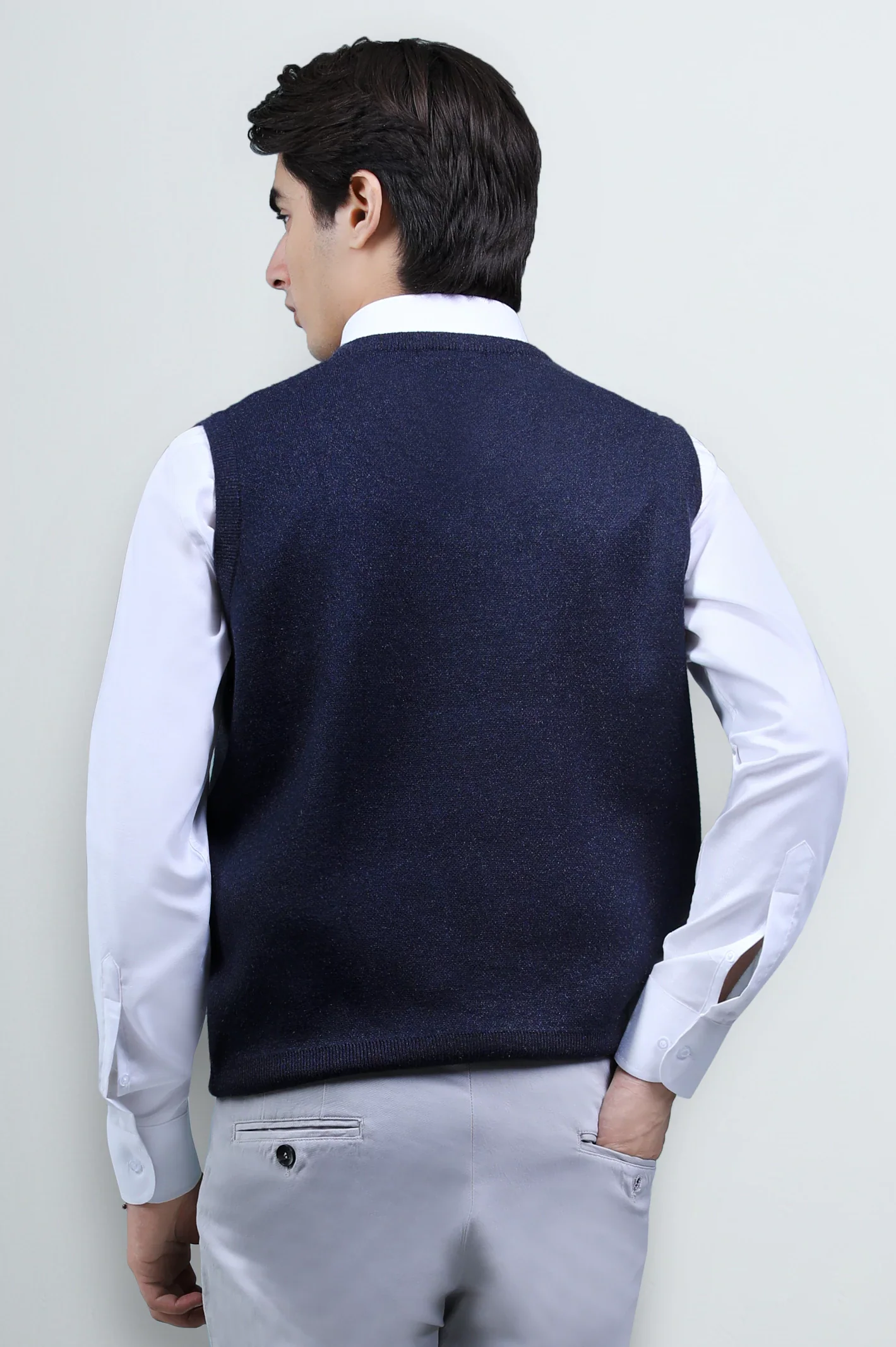 Charcoal Sleeveless V-Neck Sweater - Image 5