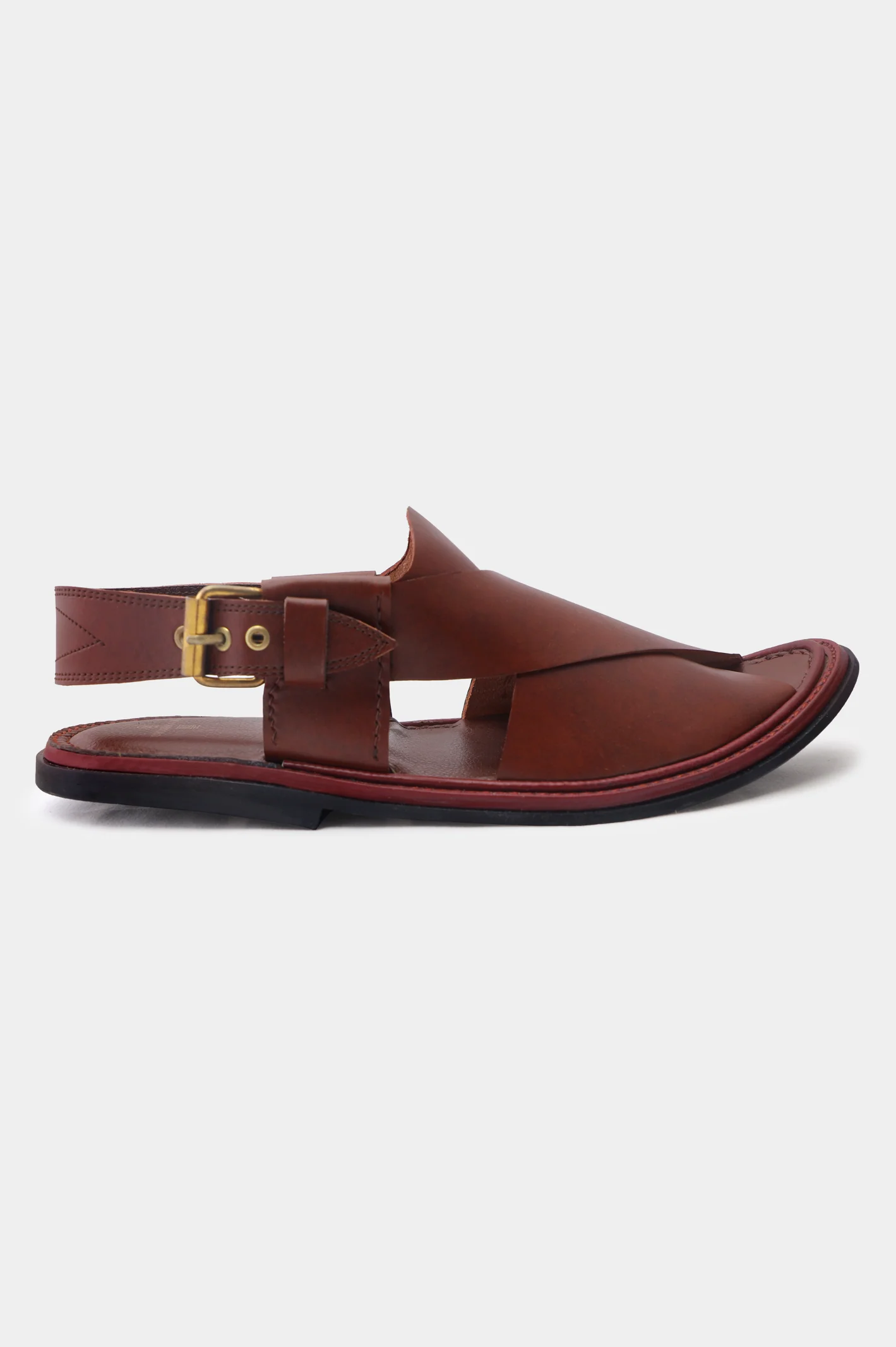 Men's Brown Cow Leather Sandals - Image 2
