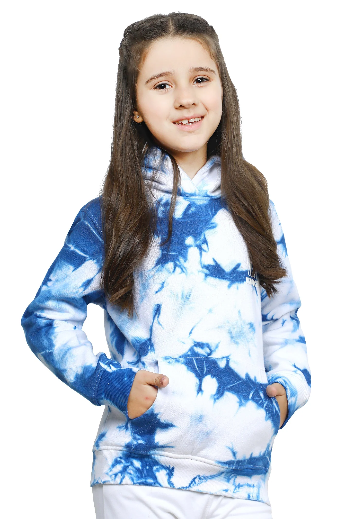 Pull Over Hoodie For Girls SKU: KGI-0005-BLUE - Image 2