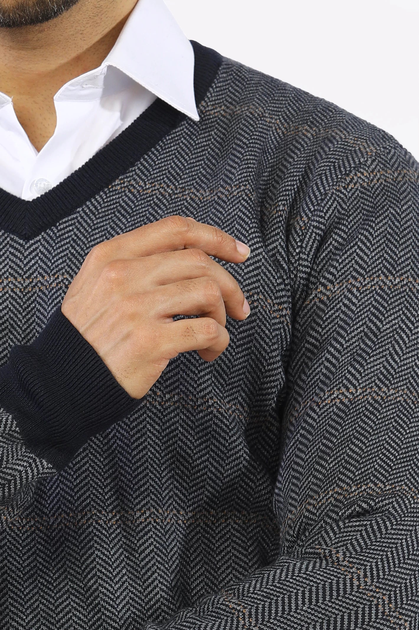 Light Grey V-Neck Gents Sweater - Image 3