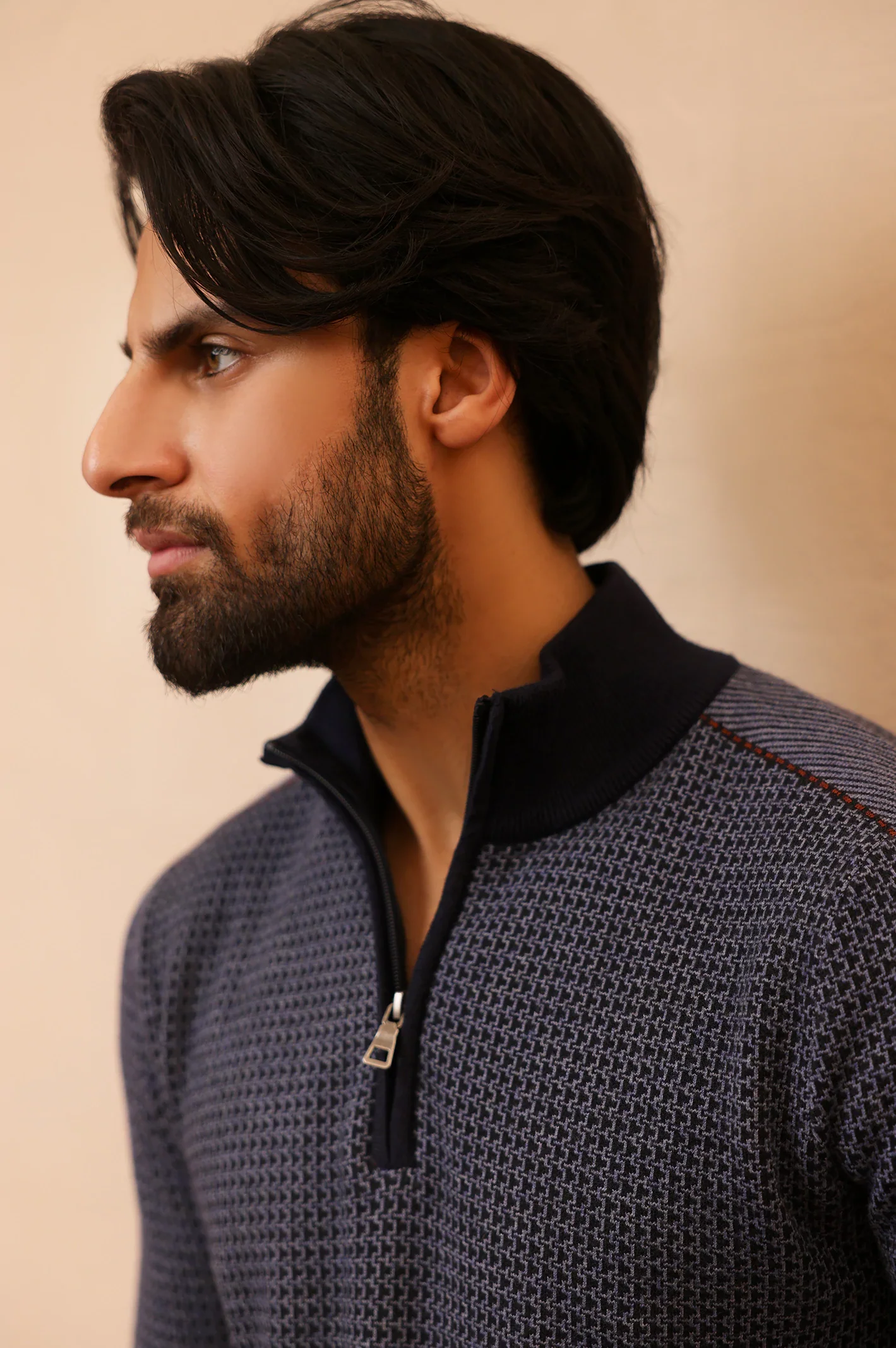 Men Full Sleeves Blue Zipper - Image 2