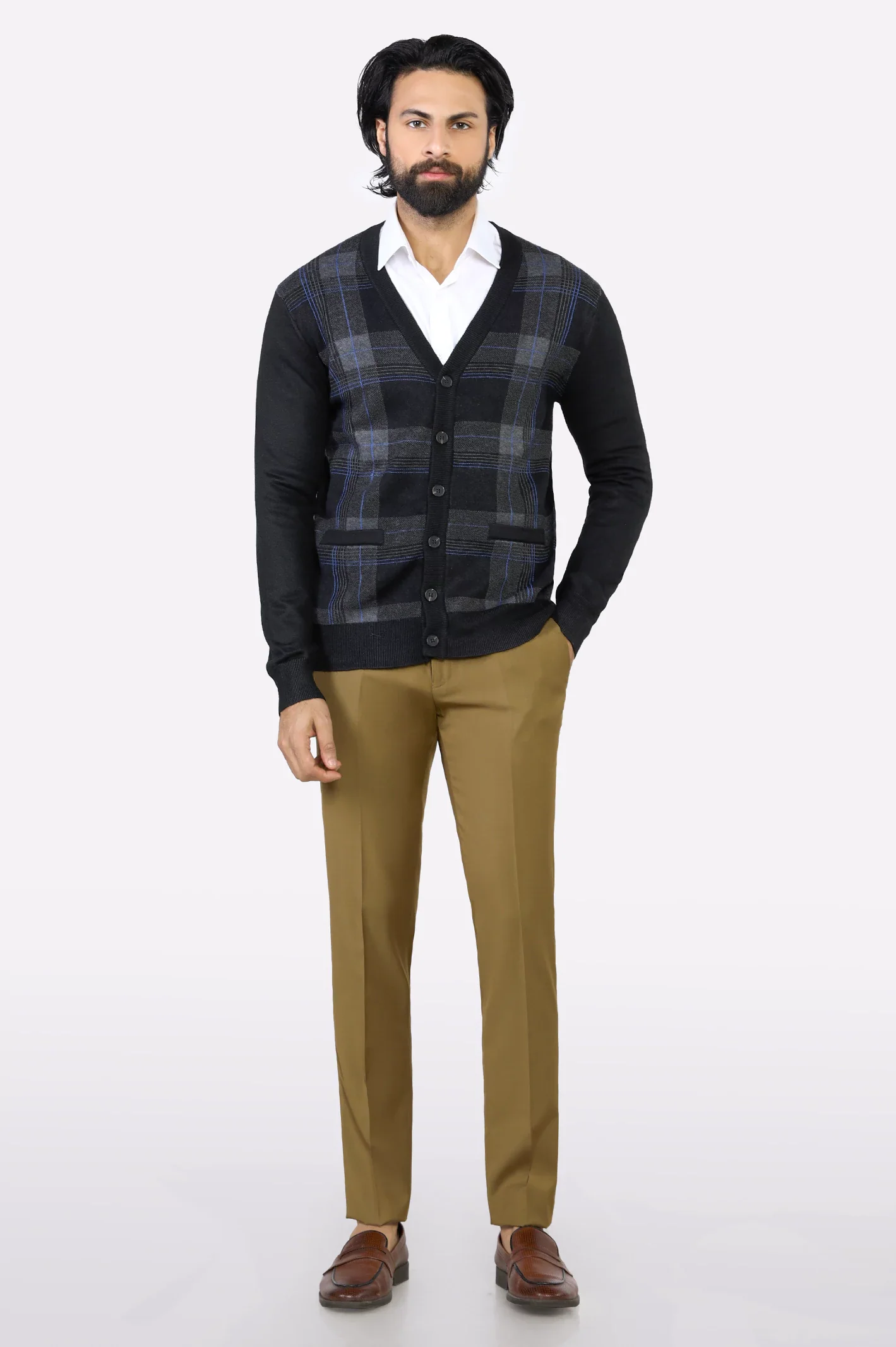 Men Full Sleeves Black Cardigan - Image 2