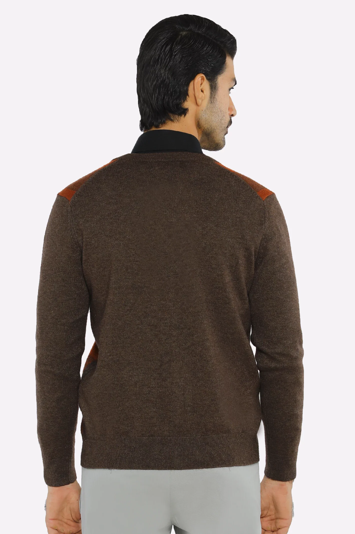 Men Full Sleeves Brown Cardigan - Image 3