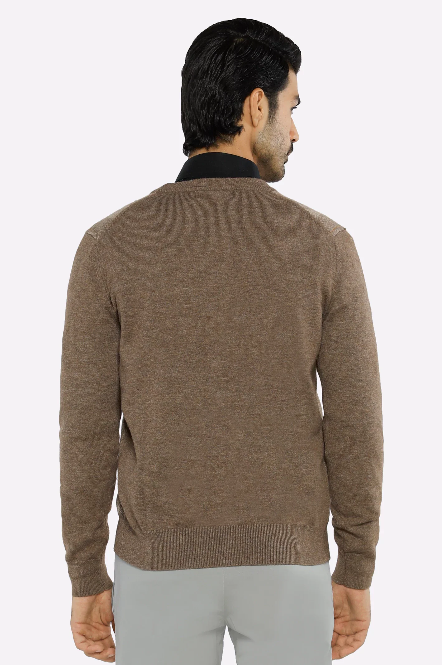 Men Full Sleeves Light Fawn Cardigan - Image 3