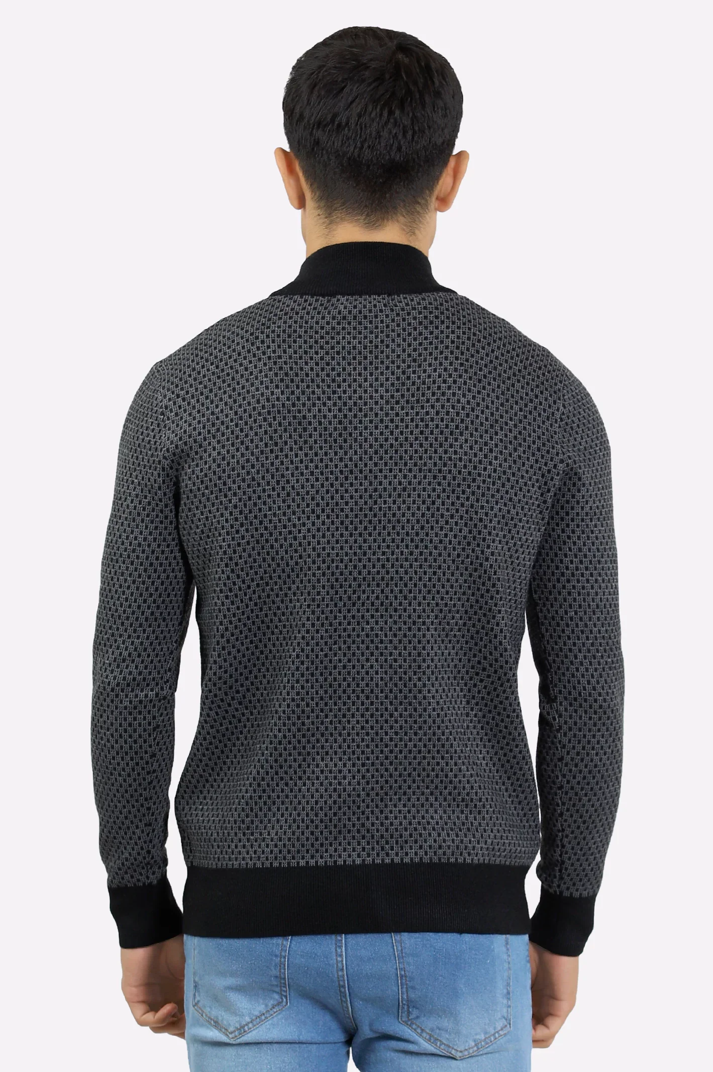 Men Grey Zipper Cardigan - Image 3