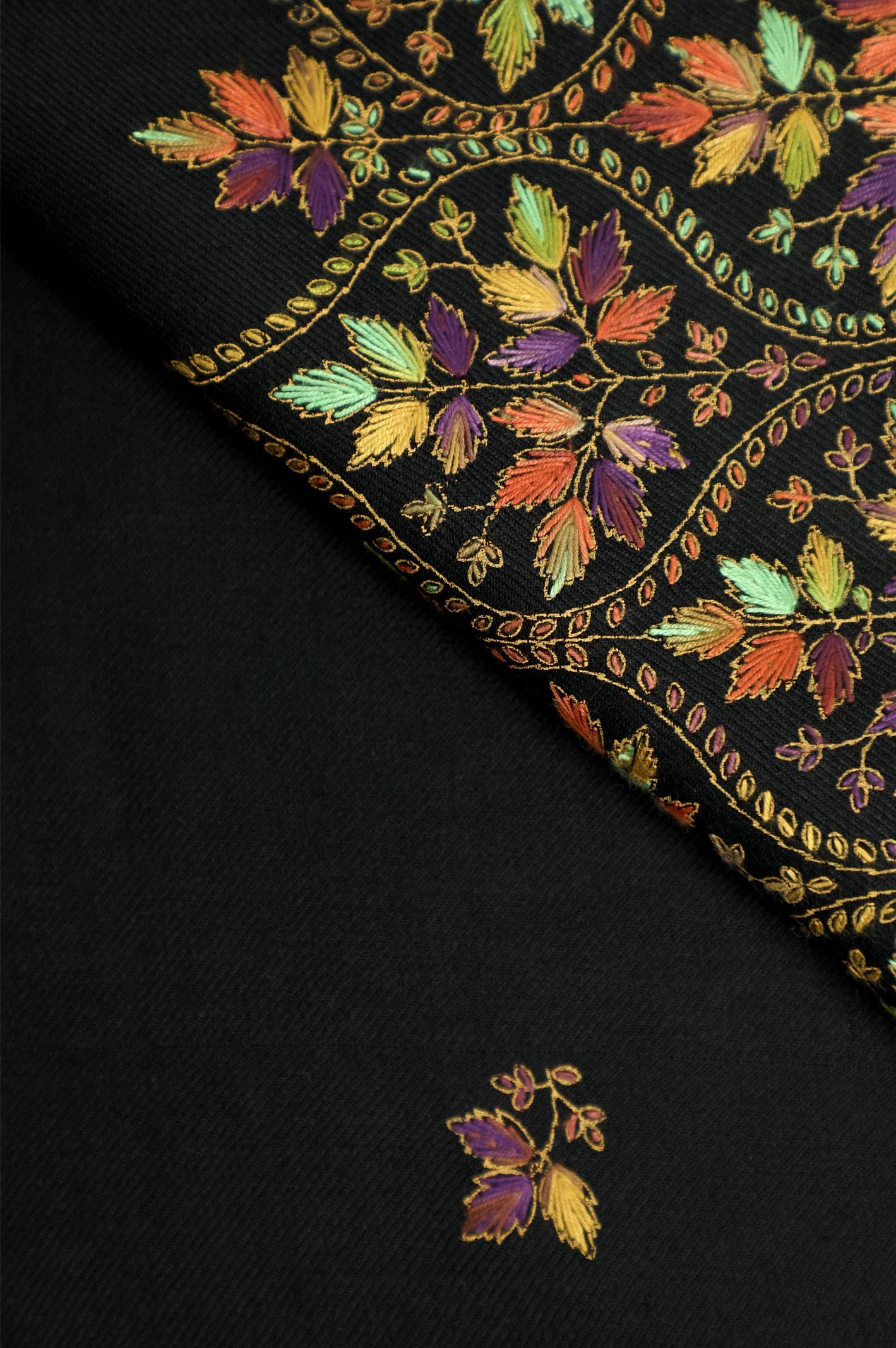 Black Hand Embroidered Shawl - Image 2